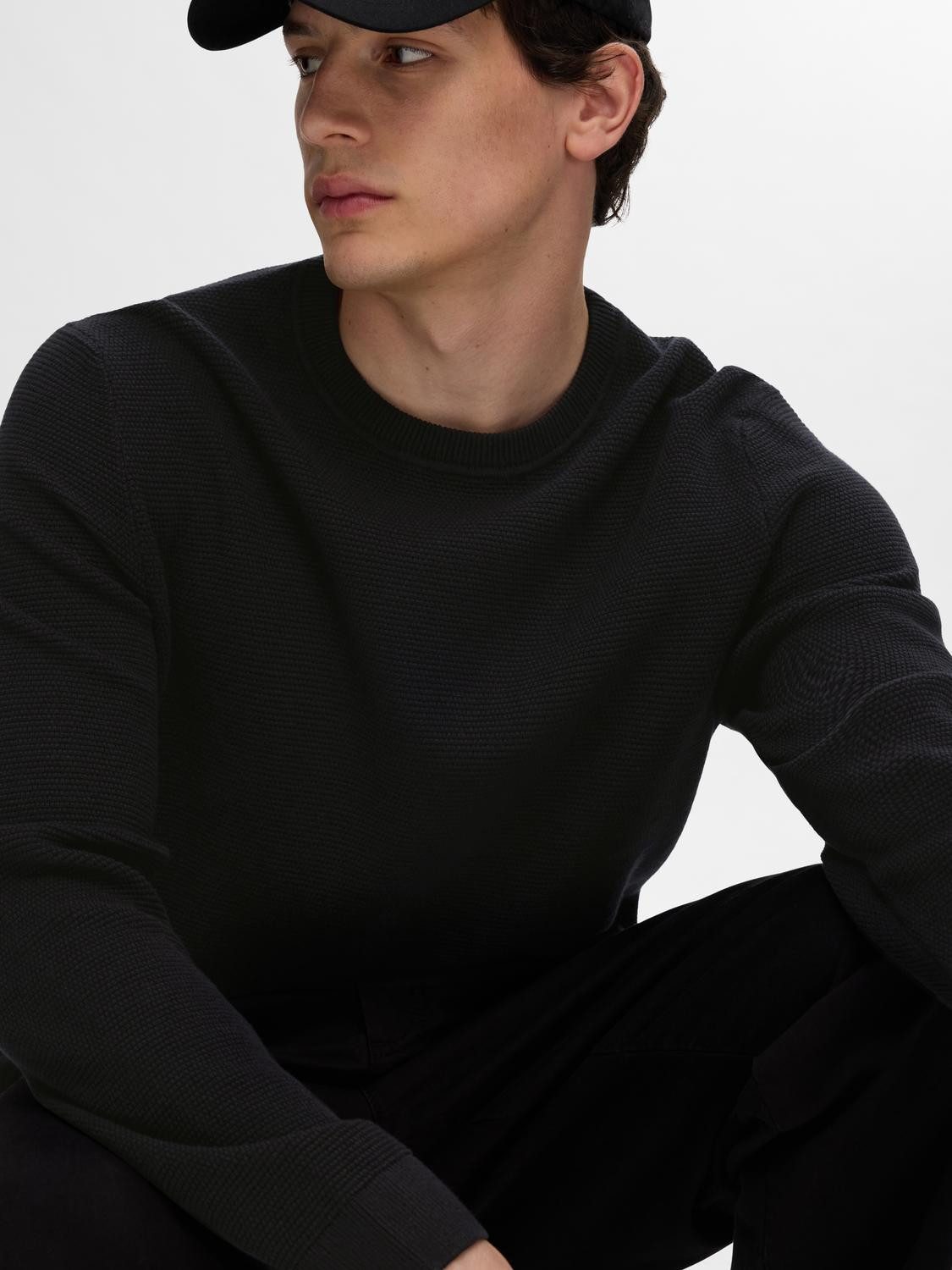 SELECTED HOMME Gebreide trui SLHROSS LS KNIT STRUCTURE CREW NECK NOOS