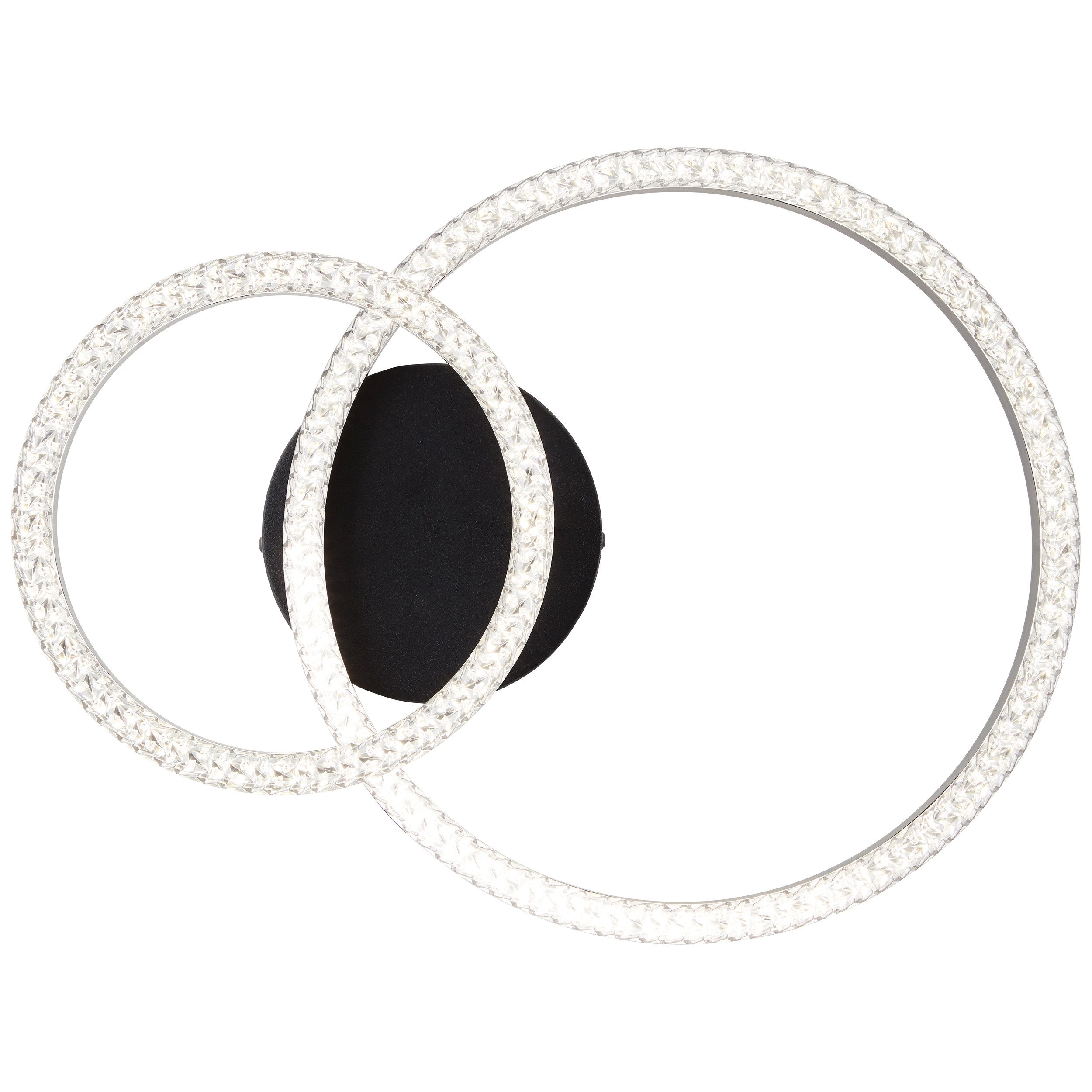Brilliant Leuchten Led-plafondlamp AURELIA 40 x 30 cm, 2500 lm, 4000 k, draaibaar, kristaloptiek, zwart