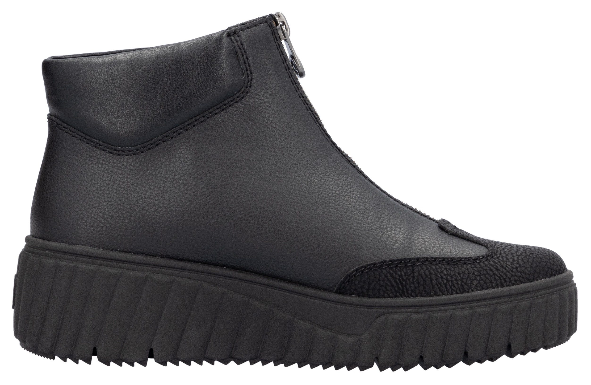 Rieker Boots zonder sluiting enkellaars, sleehak, plateaulaarzen met gewatteerde schaprand