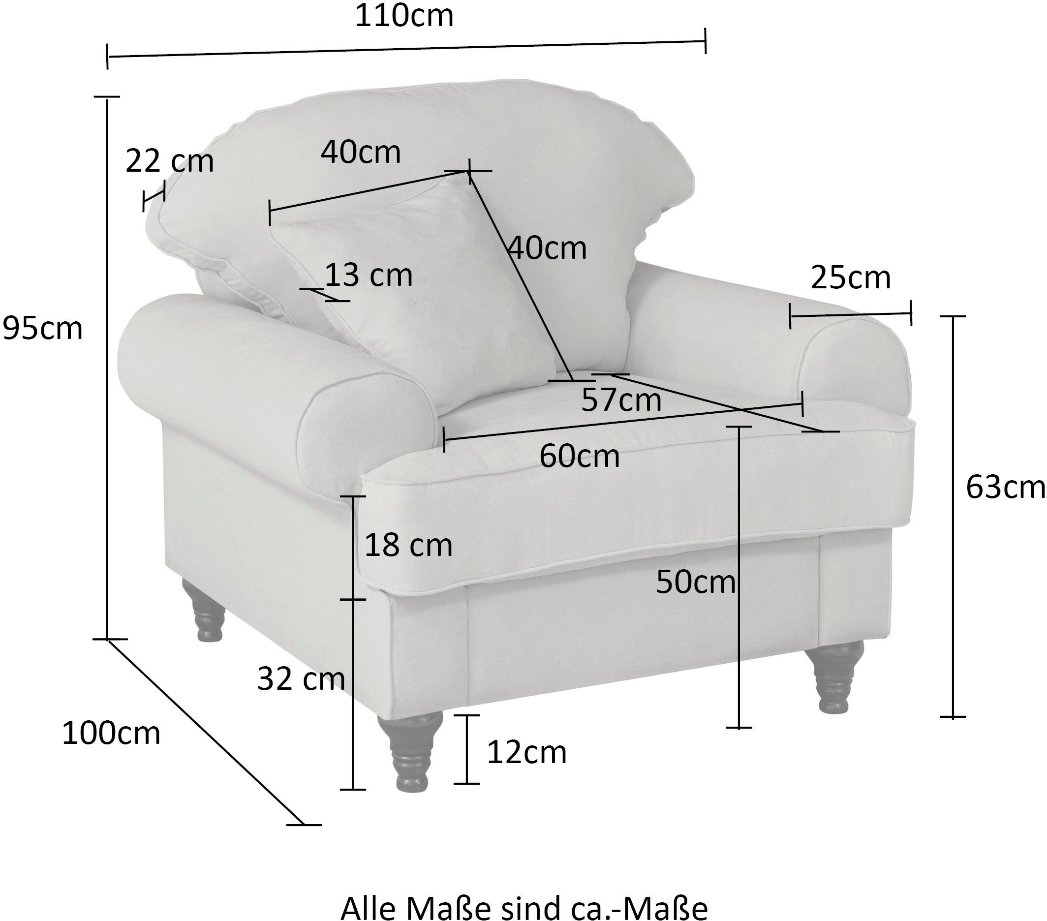 Home affaire Fauteuil Westminster met binnenveringsinterieur