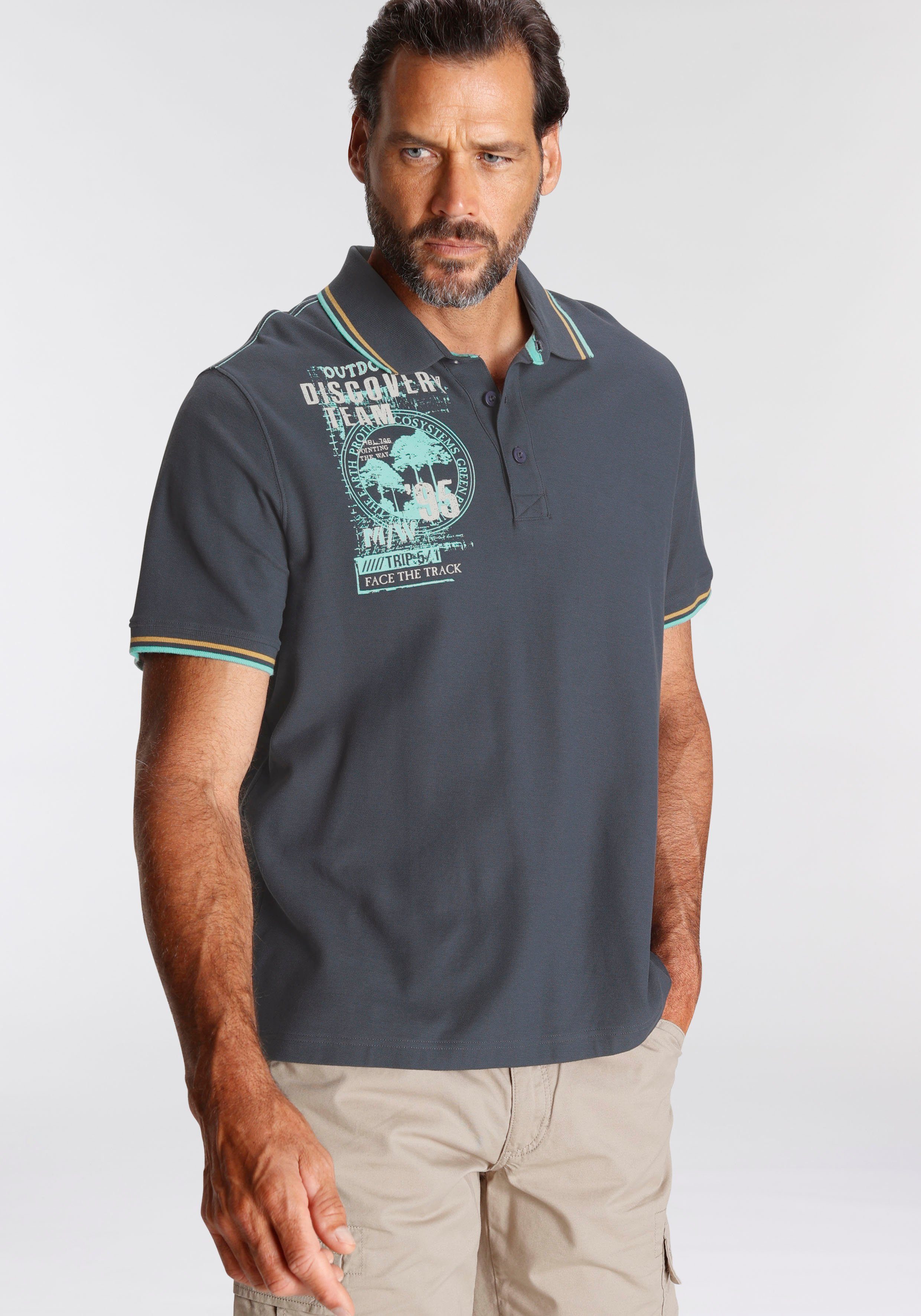 Man's World Poloshirt Korte mouwen, casual pasvorm, met trendy print, polokraag