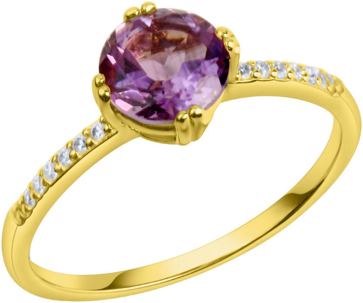 Firetti Ring Sieraad cadeau zilver 925 damesring ring met citrien of amethist en zirkonia (synth.) dames ringen maat 62 paars