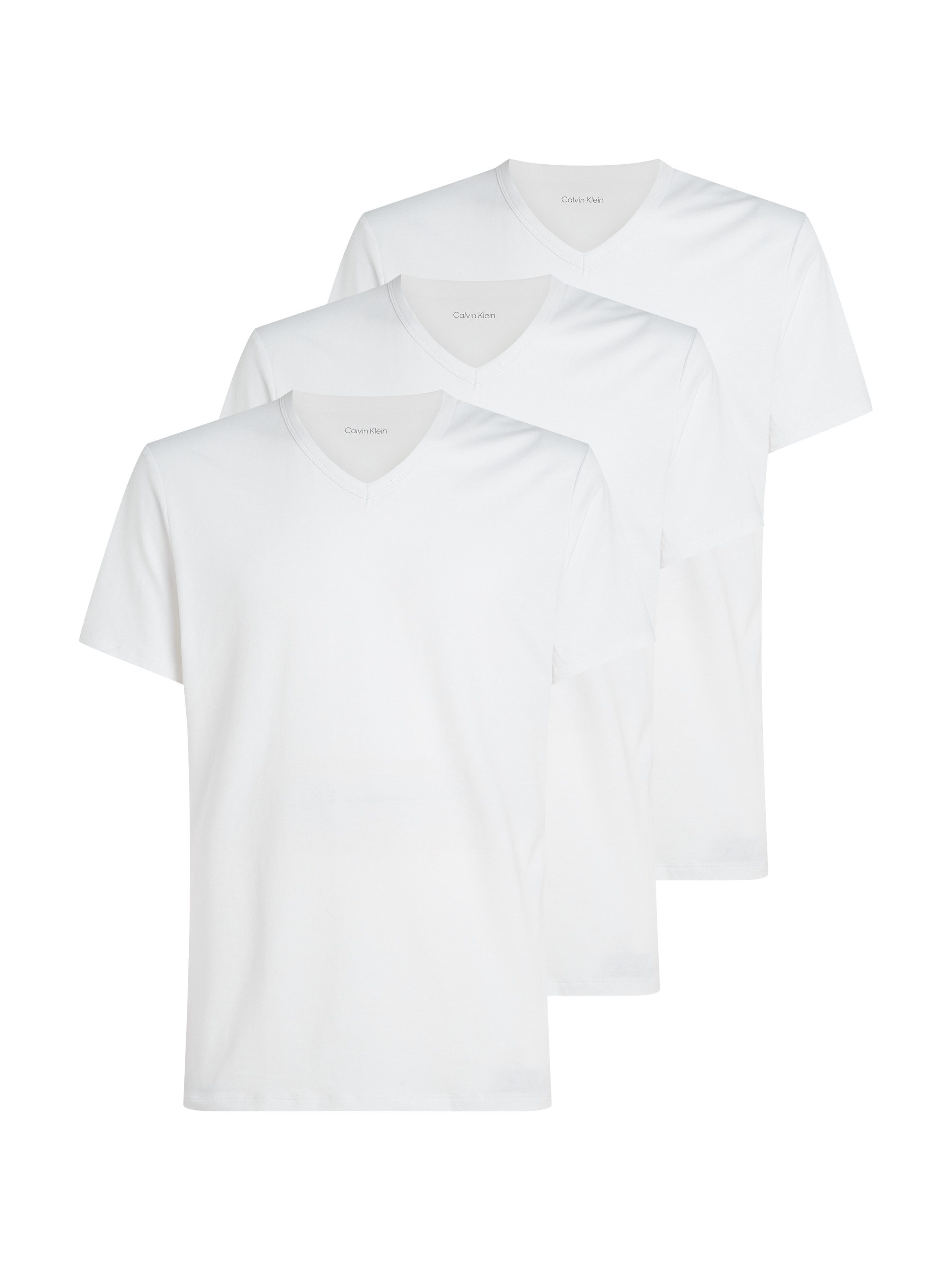 Calvin Klein T-shirt S/S V NECK 3PK met logo aan de zoom (3-delig, Set van 3)