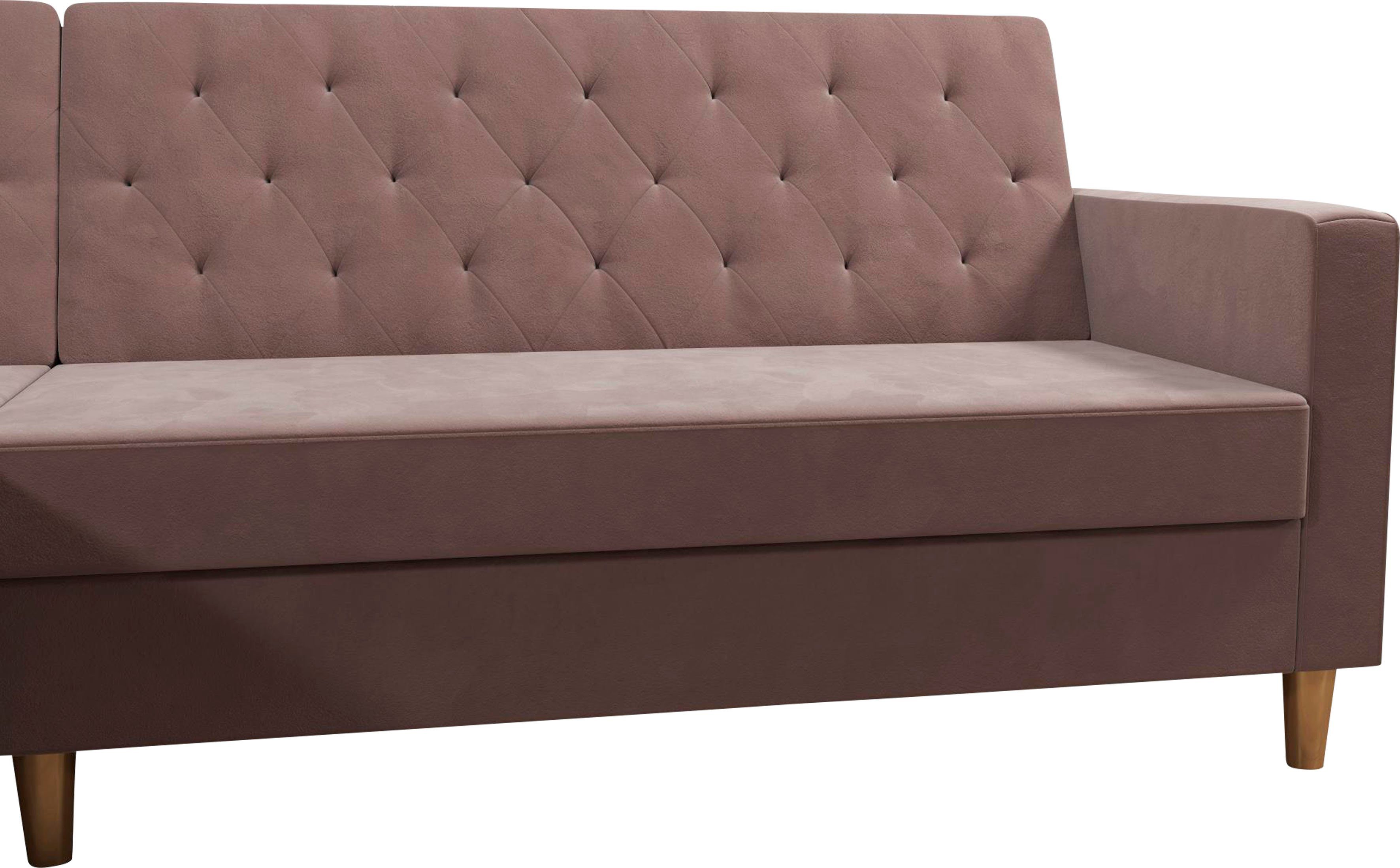 CosmoLiving by Cosmopolitan Hoekbank Liberty, L-vorm met slaapfunctie, récamier aan beide kanten te monteren, zithoogte 43 cm