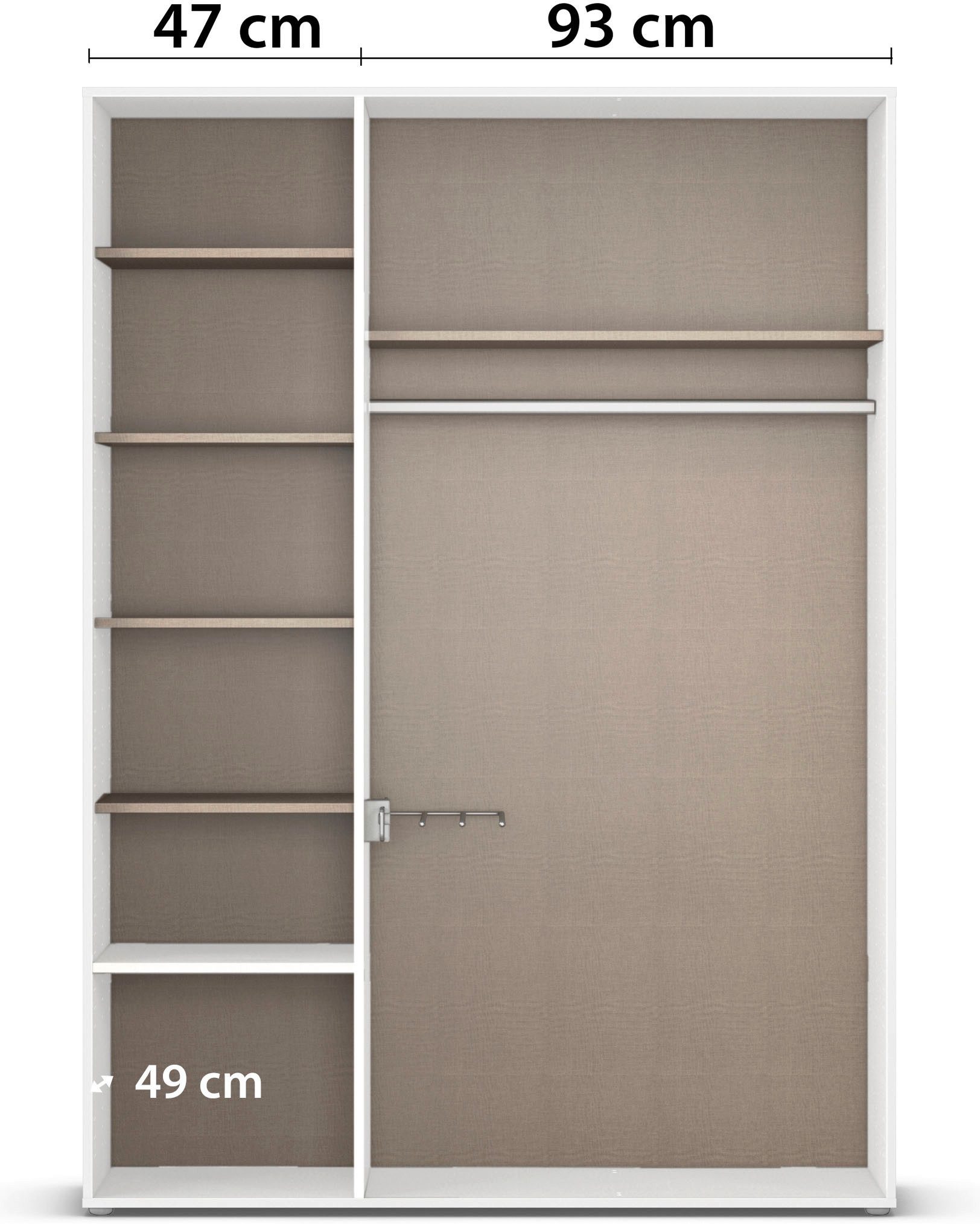 rauch Draaideurkast Voyager met moderne grepen in grijs-metallic, incl. laden en spiegel