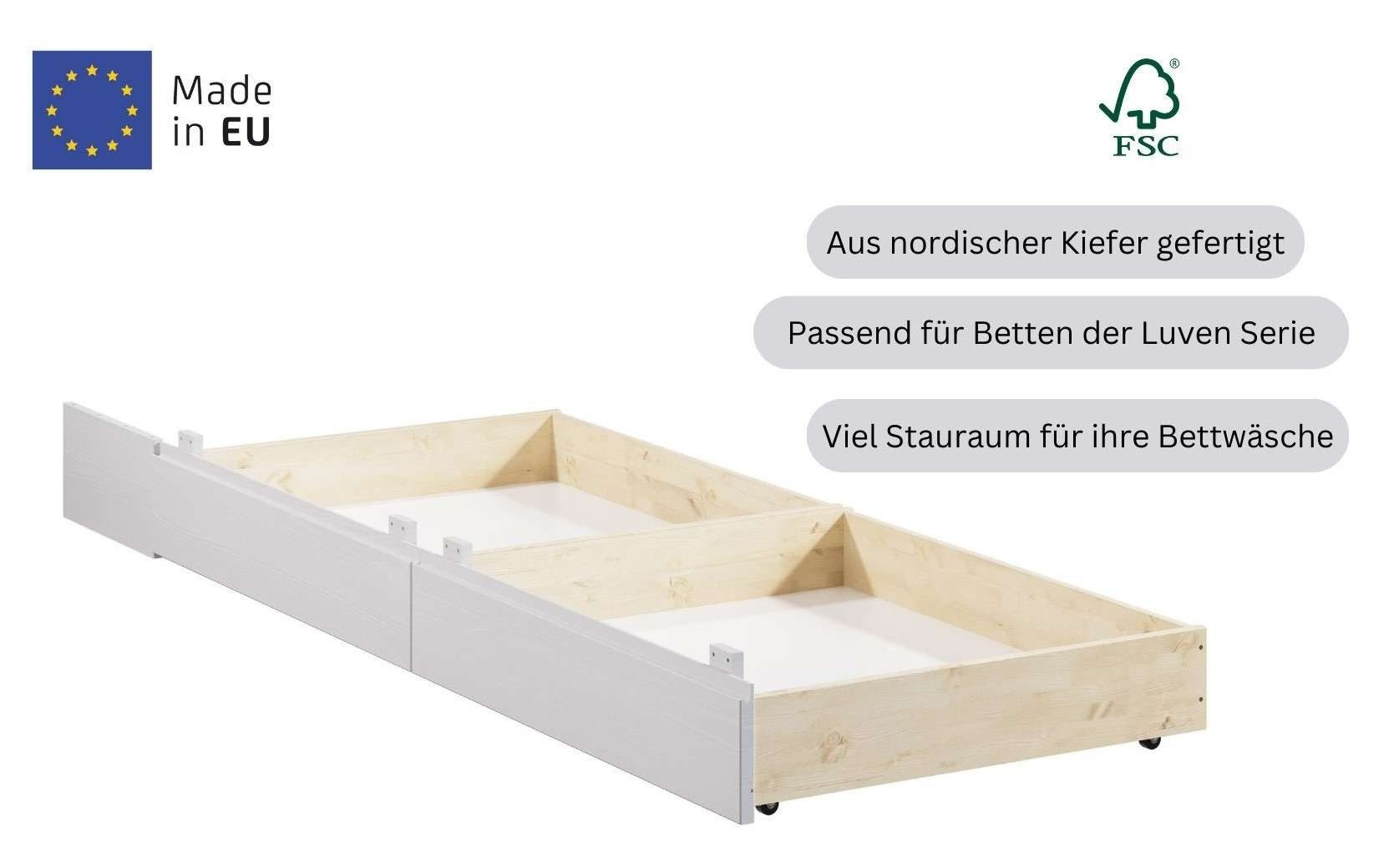 Home affaire Bedlade Luven van massief grenen, 2 stuks, passen perfect onder het bed luven (2 stuks)