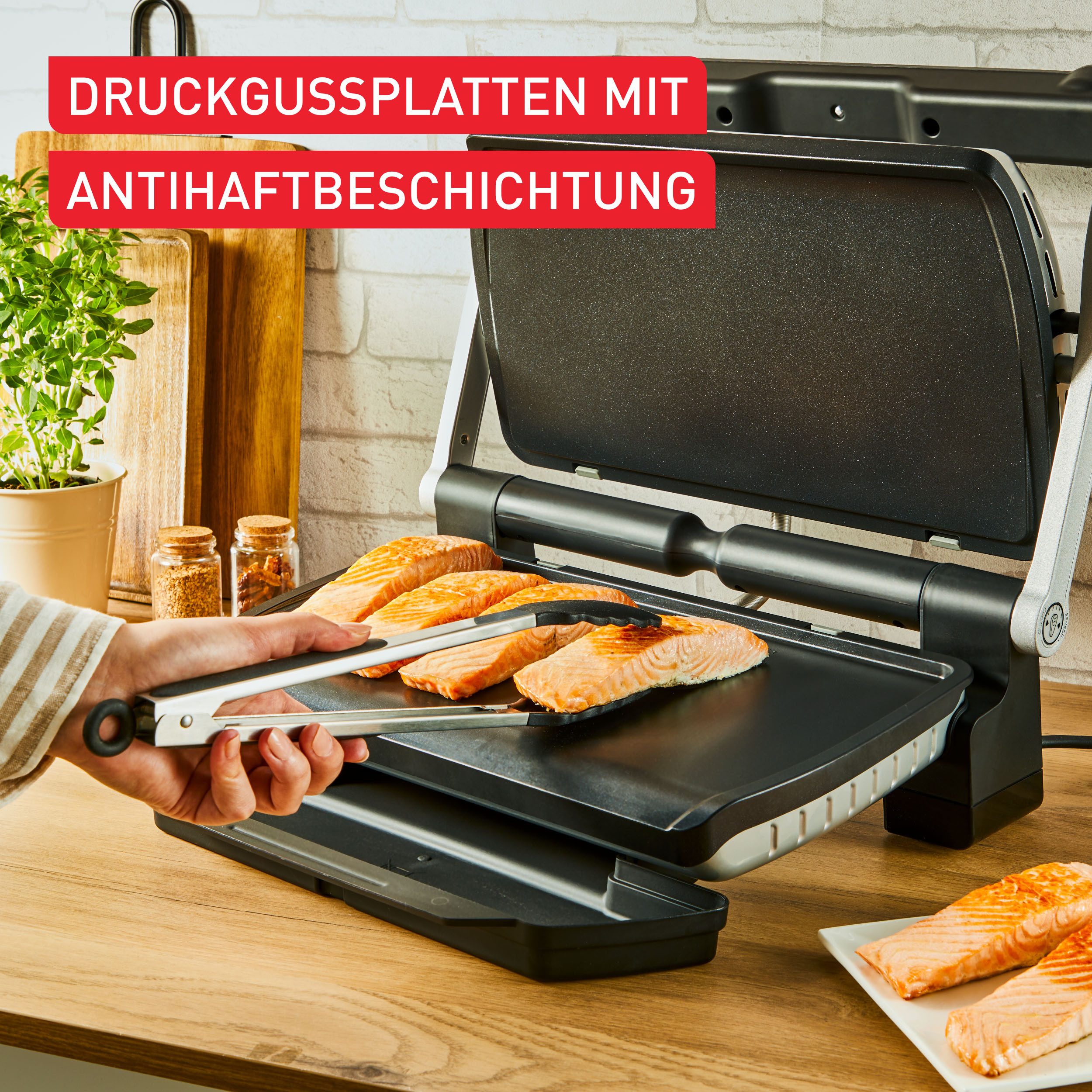 Tefal Bakplaat XA7298 OptiGrill Plancha-platen XL, voor gevoelige ingrediënten, anti-aanbak aluminium drukgiet (set)