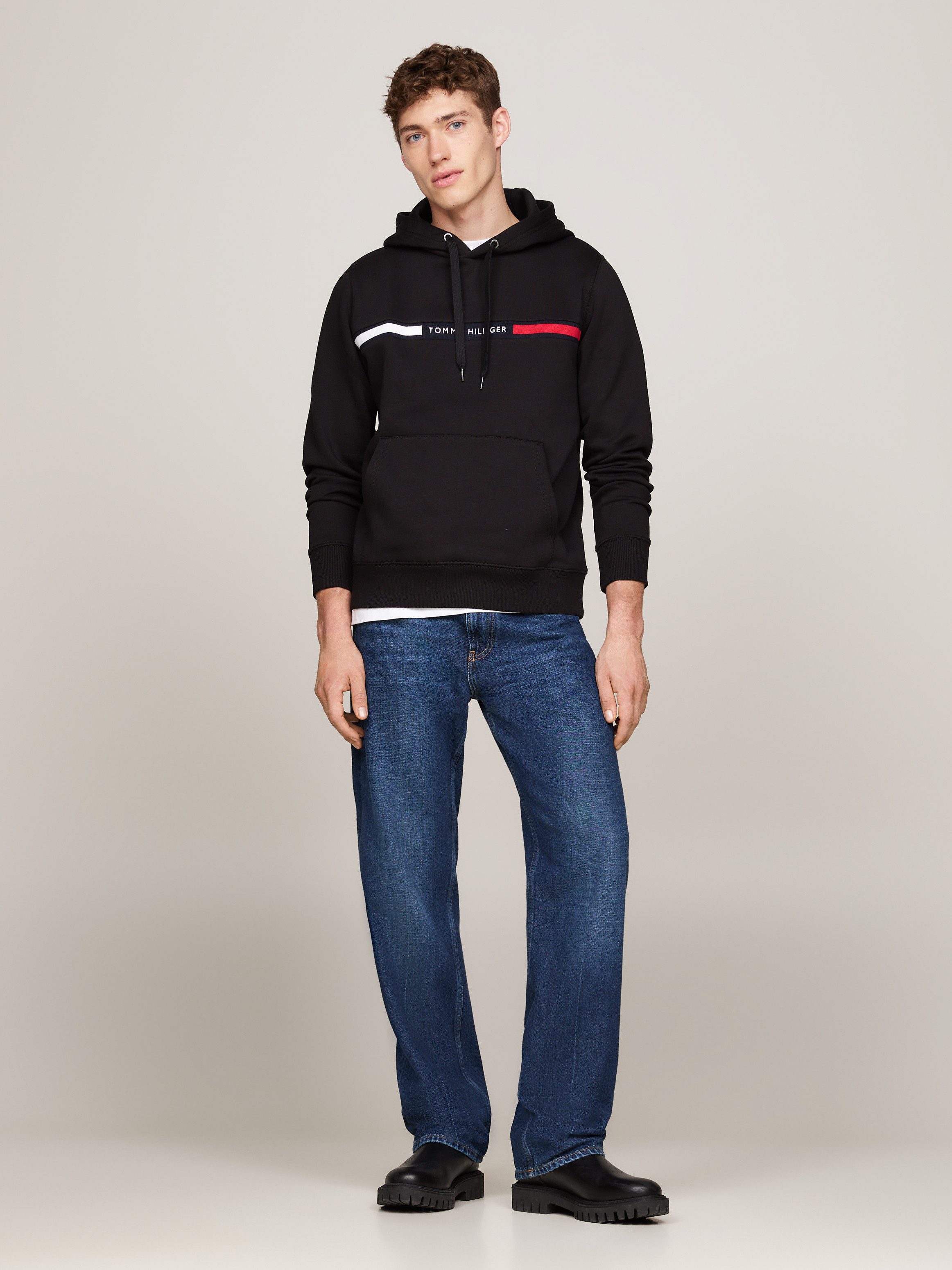 Tommy Hilfiger Hoodie HILFIGER CHEST INSERT HOODY met capuchon, kangoeroezak, logo-inscriptie