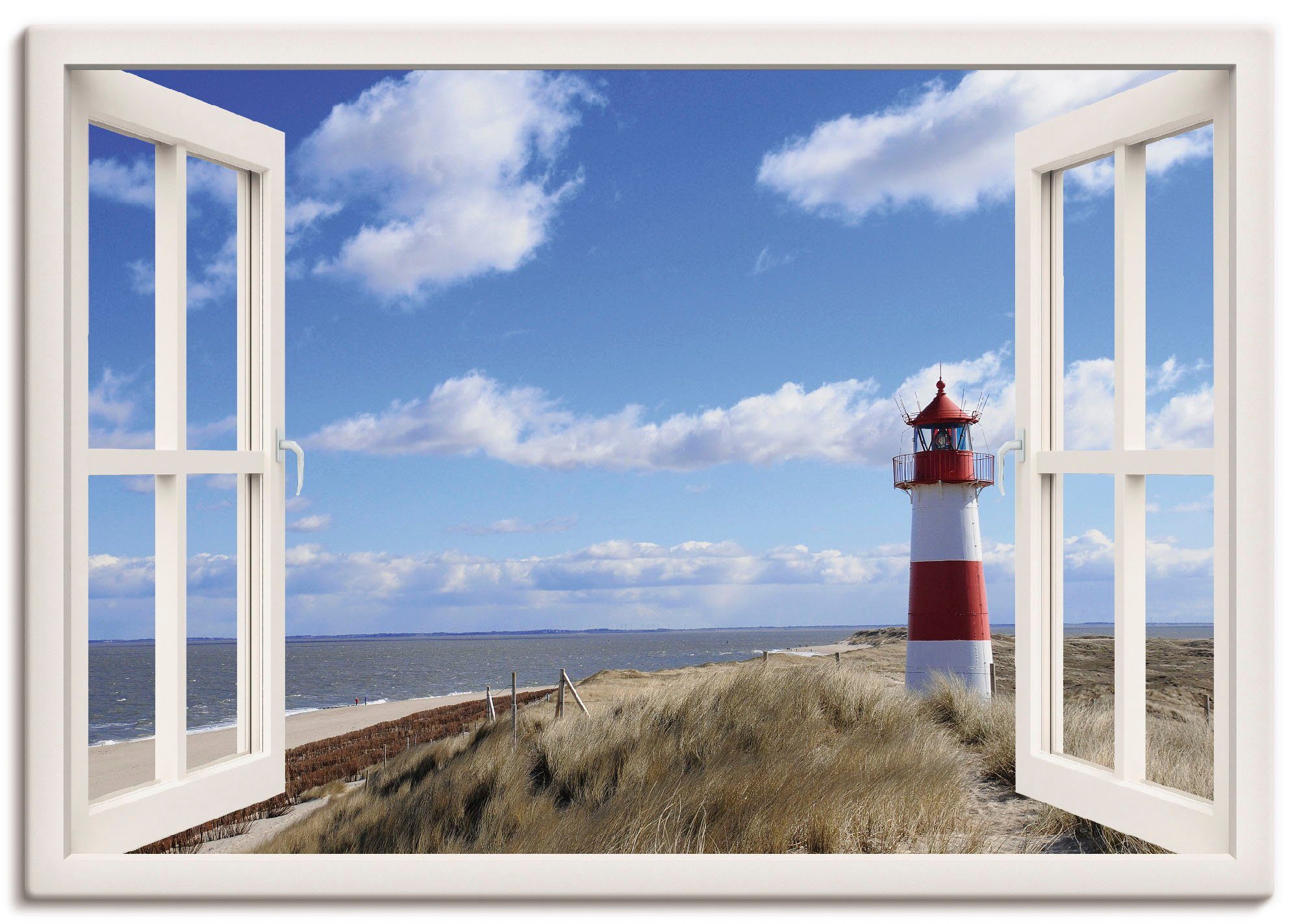 Artland artprint Fensterblick Leuchtturm Sylt