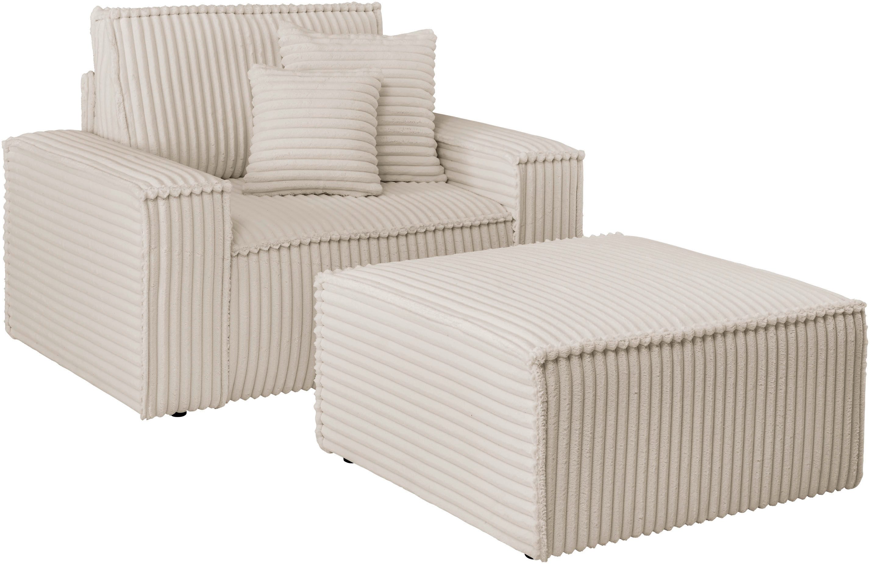 andas Loveseat Finnley Loveseat en hocker als set, passend bij de bekleding-serie Finnley (2-delig)