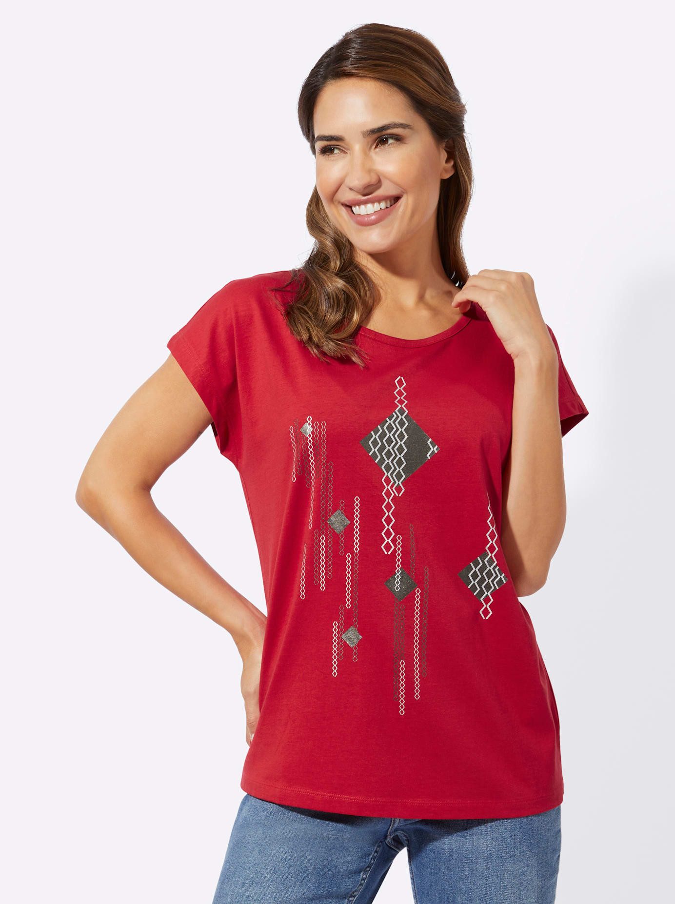 Classic Basics Shirt met korte mouwen (1-delig) dames t-shirts maat 46 rood