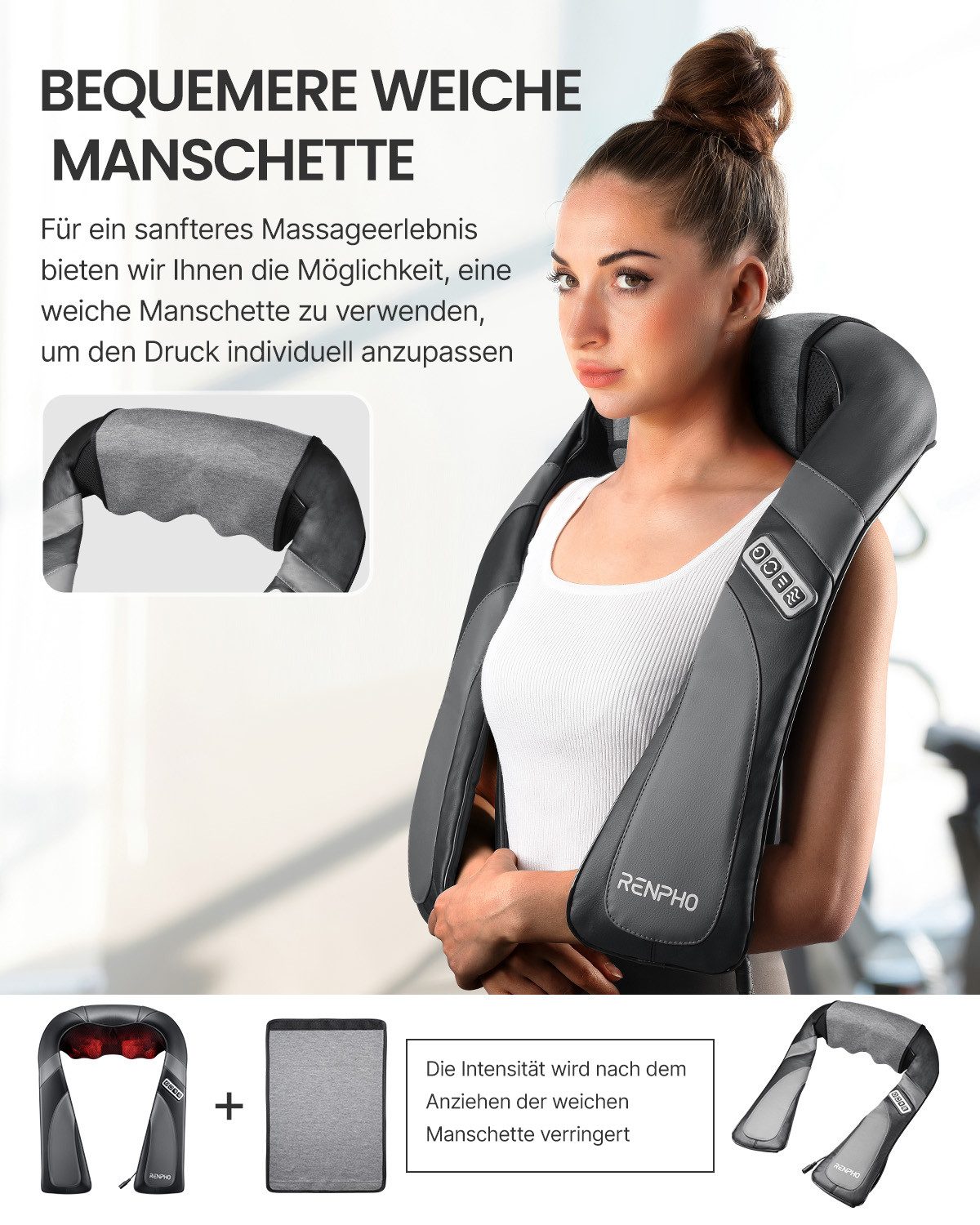 Renpho Nekmassage apparaat Shiatsu Nacken-& Schultermassagegerät U-Neck Go SNM067