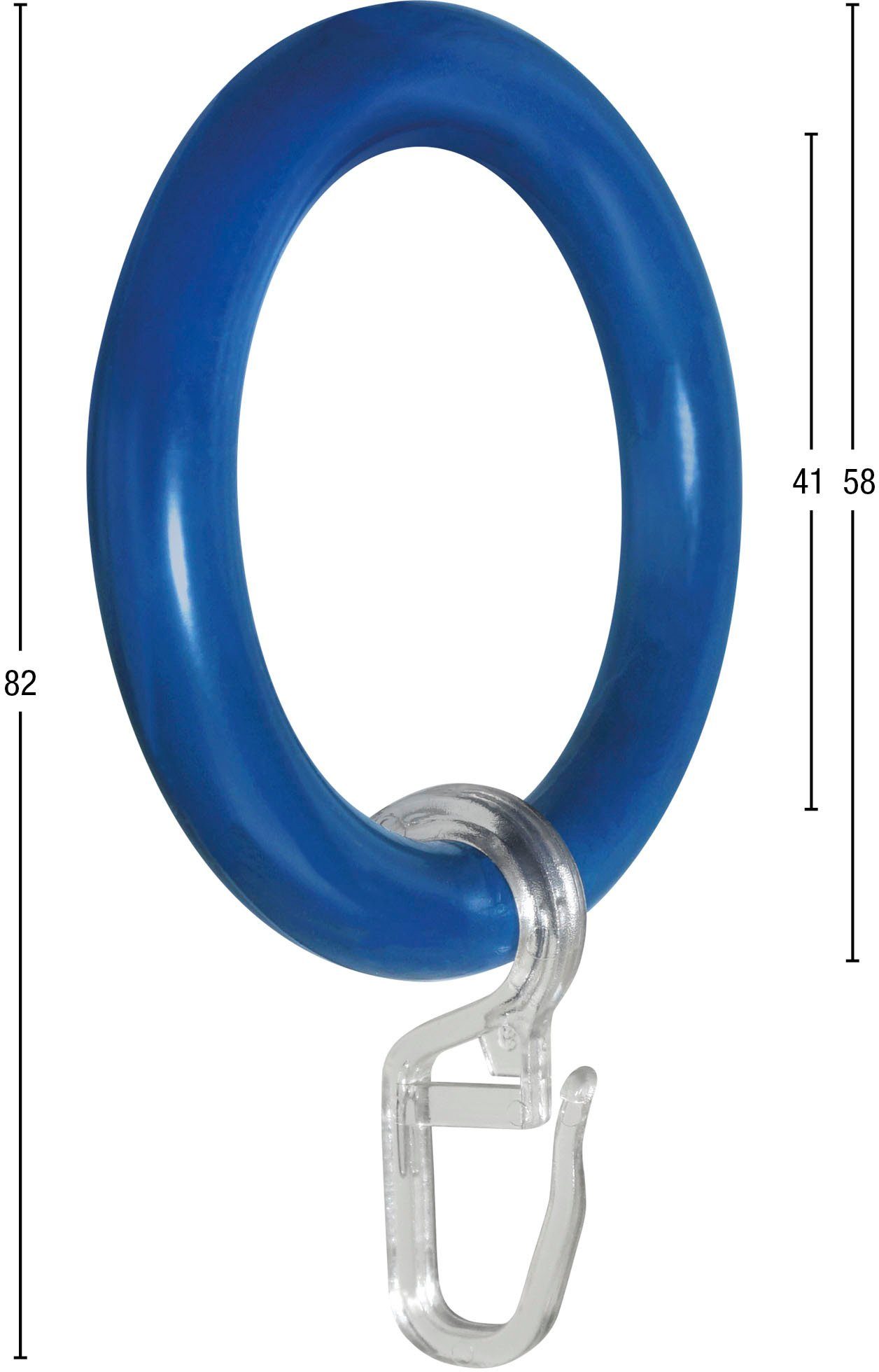 GARESA Gordijnring Kunststof ring met haak voor diameters tot 28 mm, eenvoudige montage (20 stuks)