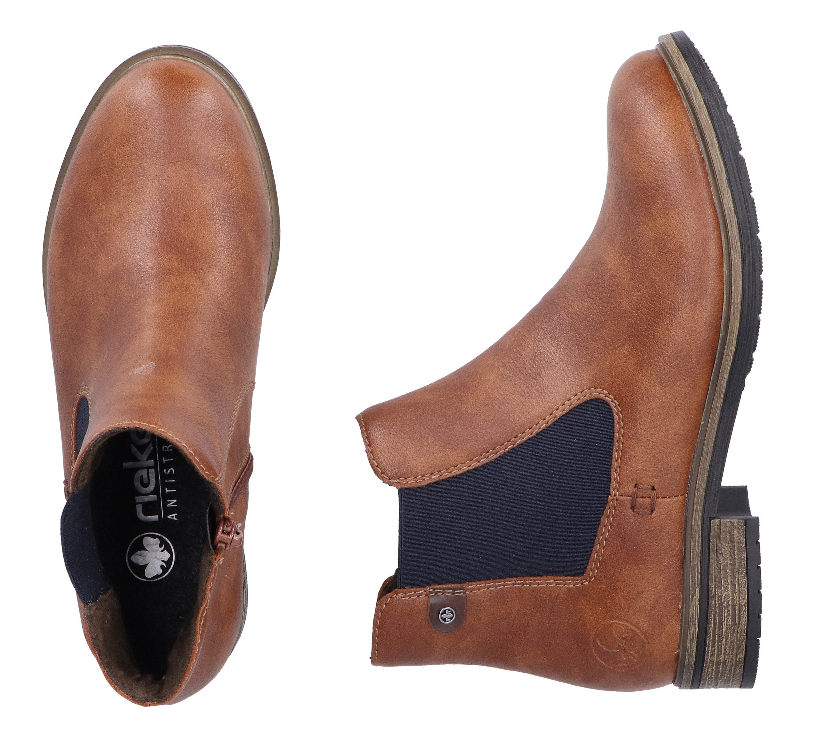 Rieker Chelsea-boots , instappers, enkellaars, blokhak, met verwarmende textielvoering