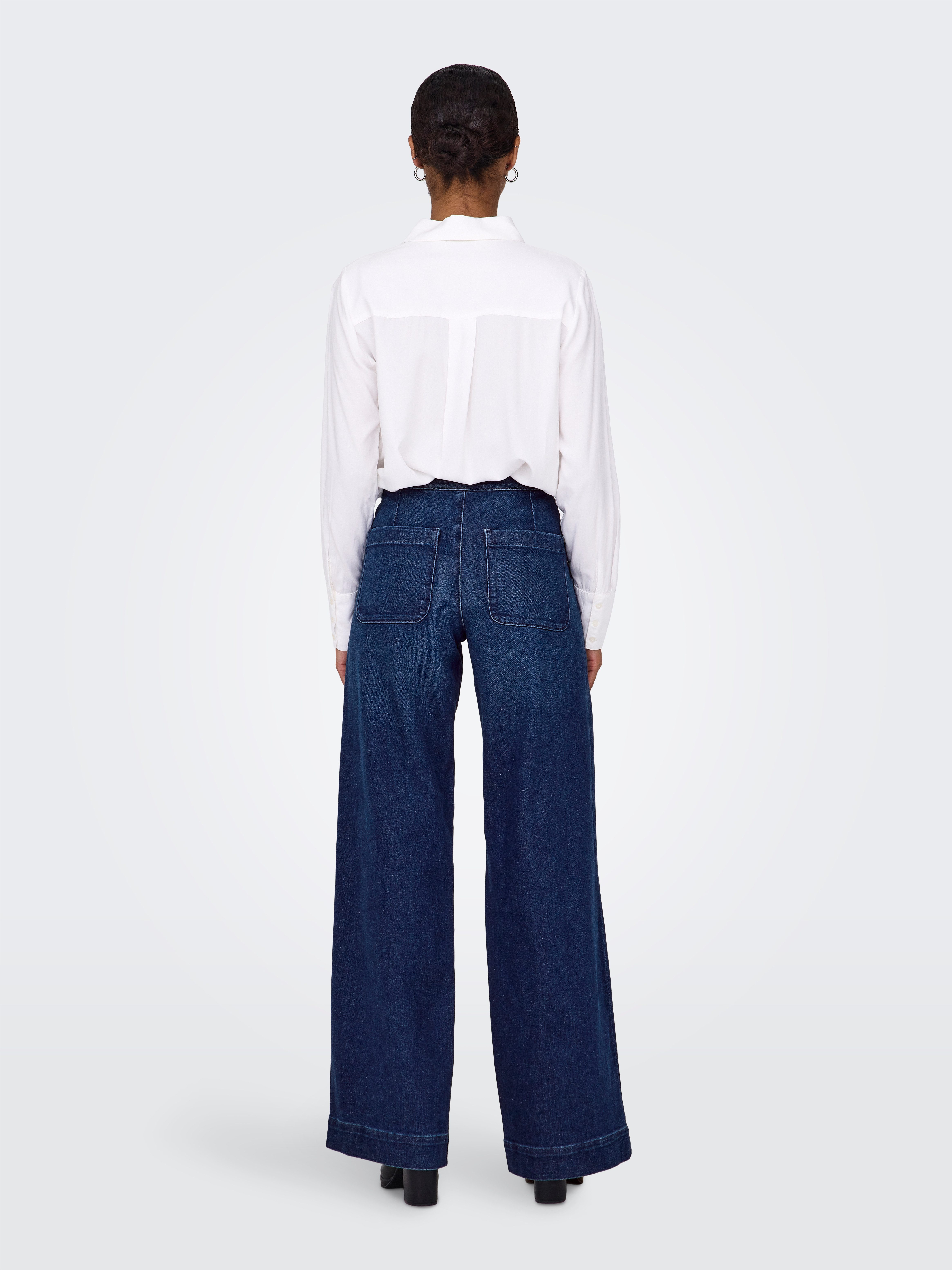 Only High-waist jeans ONLMADISON HW BUTTON WIDE DNM GEN533NOOS
