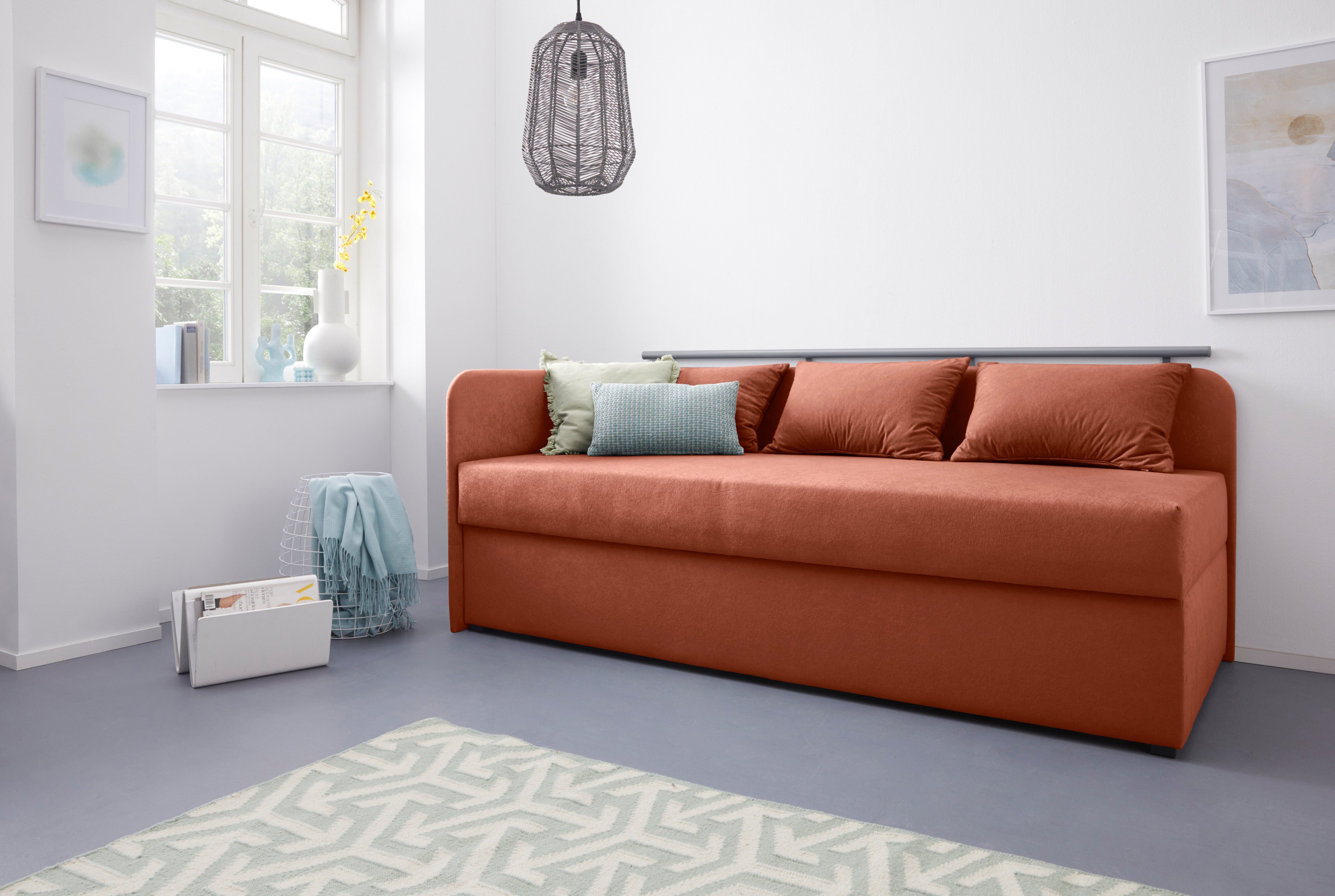 Maintal Bed Diana oranje, slaapbanken, 93 cm x 200 cm, Vast binnenveringsinterieur