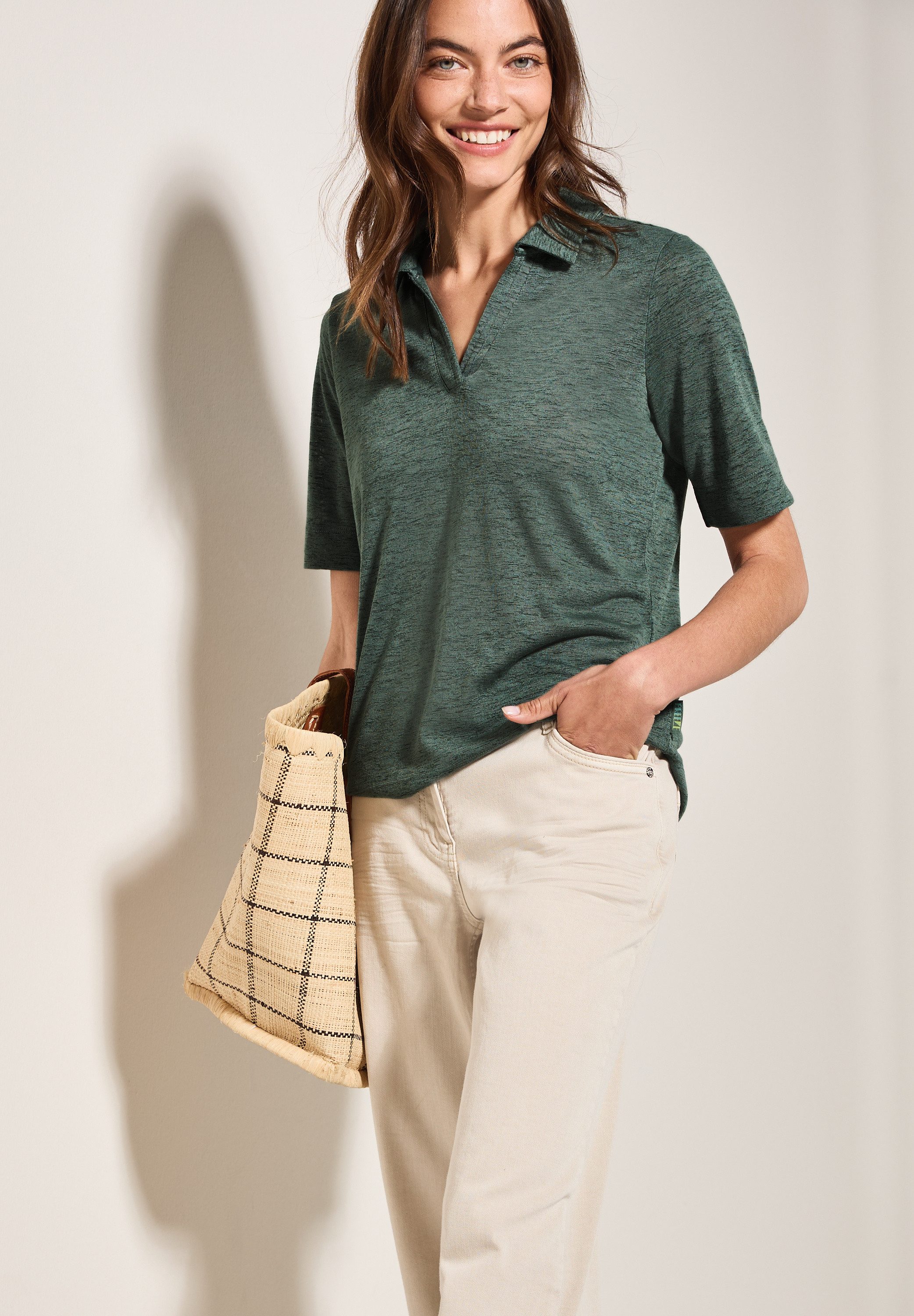 Cecil Poloshirt in linnen-look