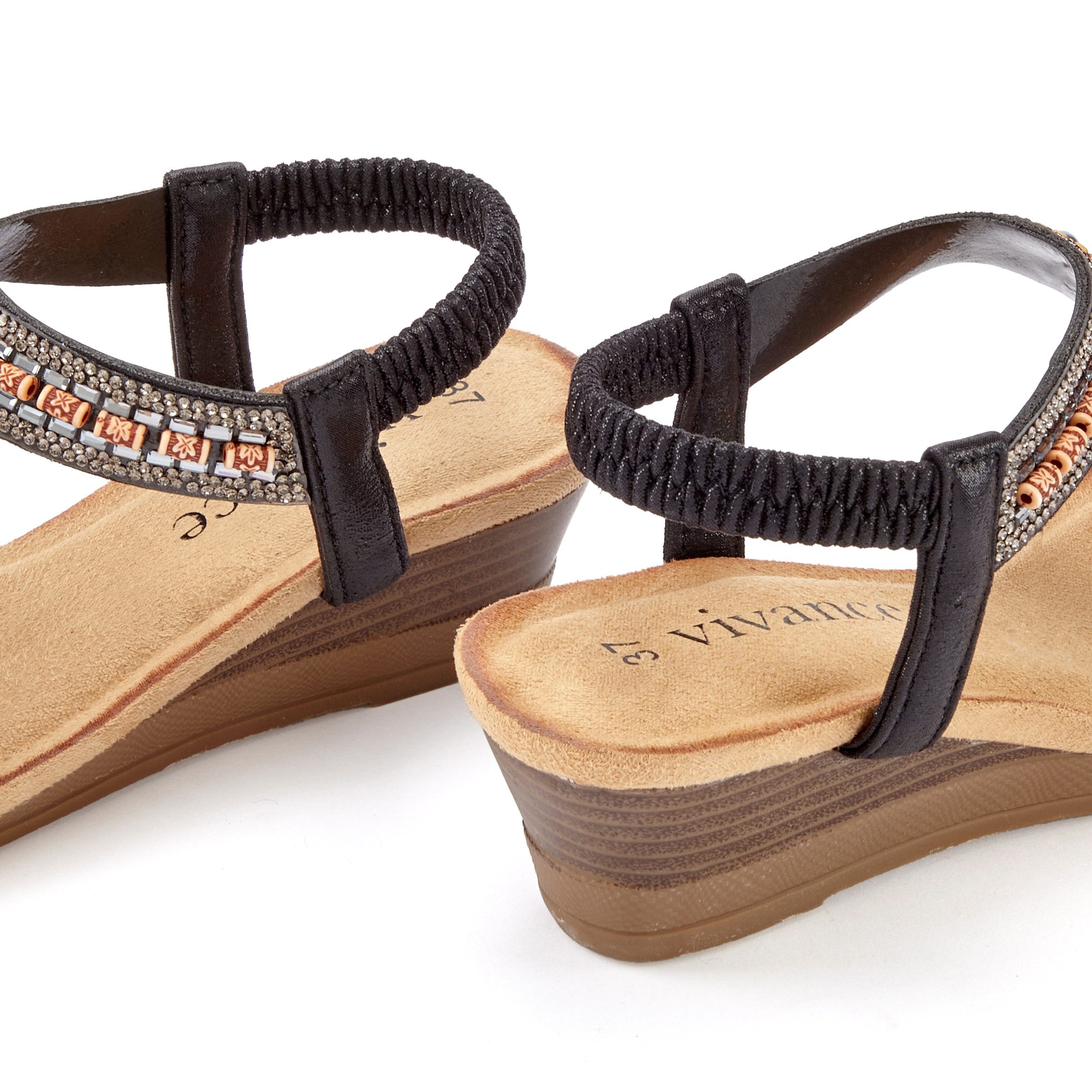 Vivance Sandaaltjes Zomerschoen Sandaal, zomerschoen met glinsterdetails en elastische bandjes VEGAN