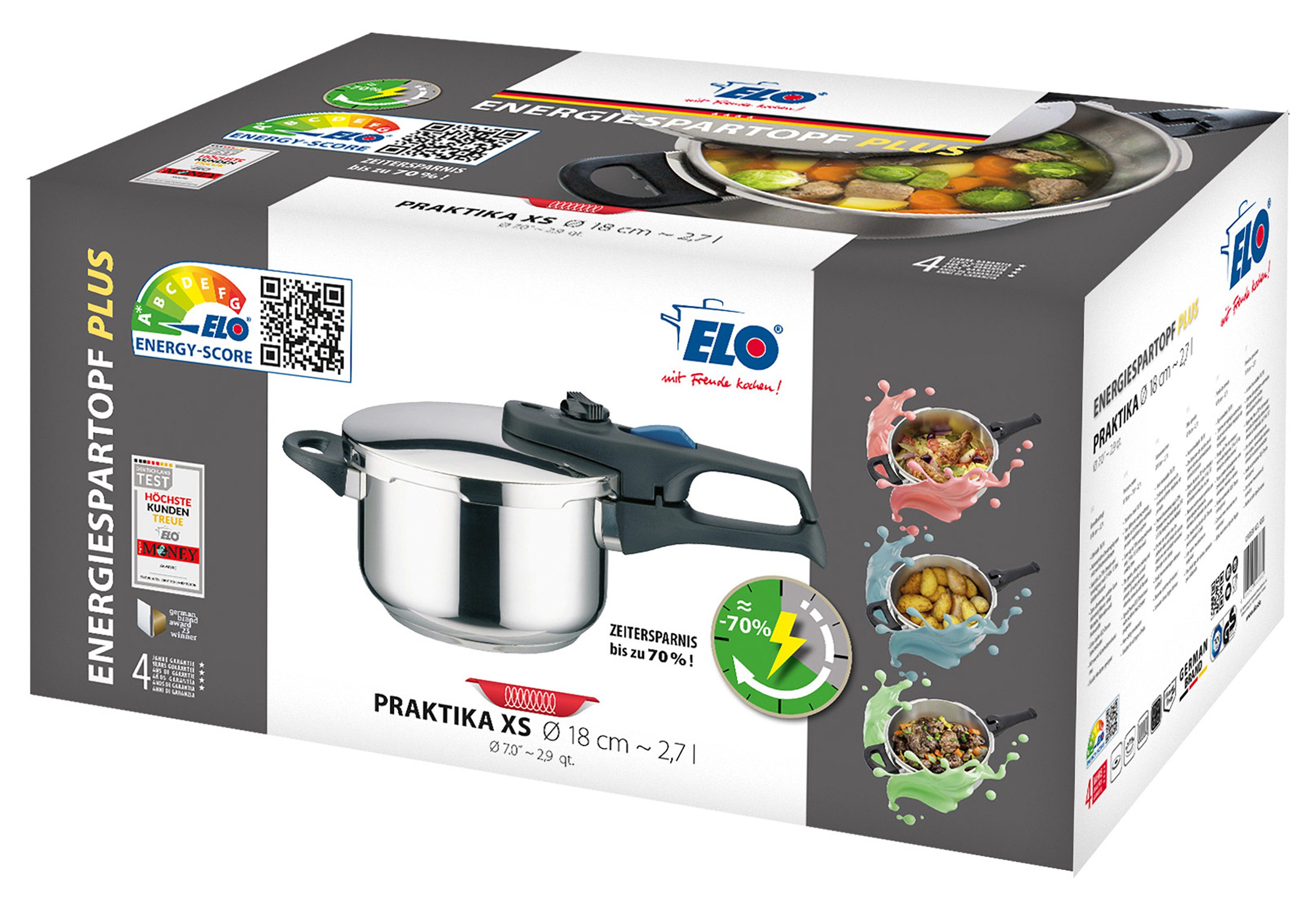 Elo Snelkookpan Praktika Plus XS Stoompan, incl. reserve-afsluitring, inductie