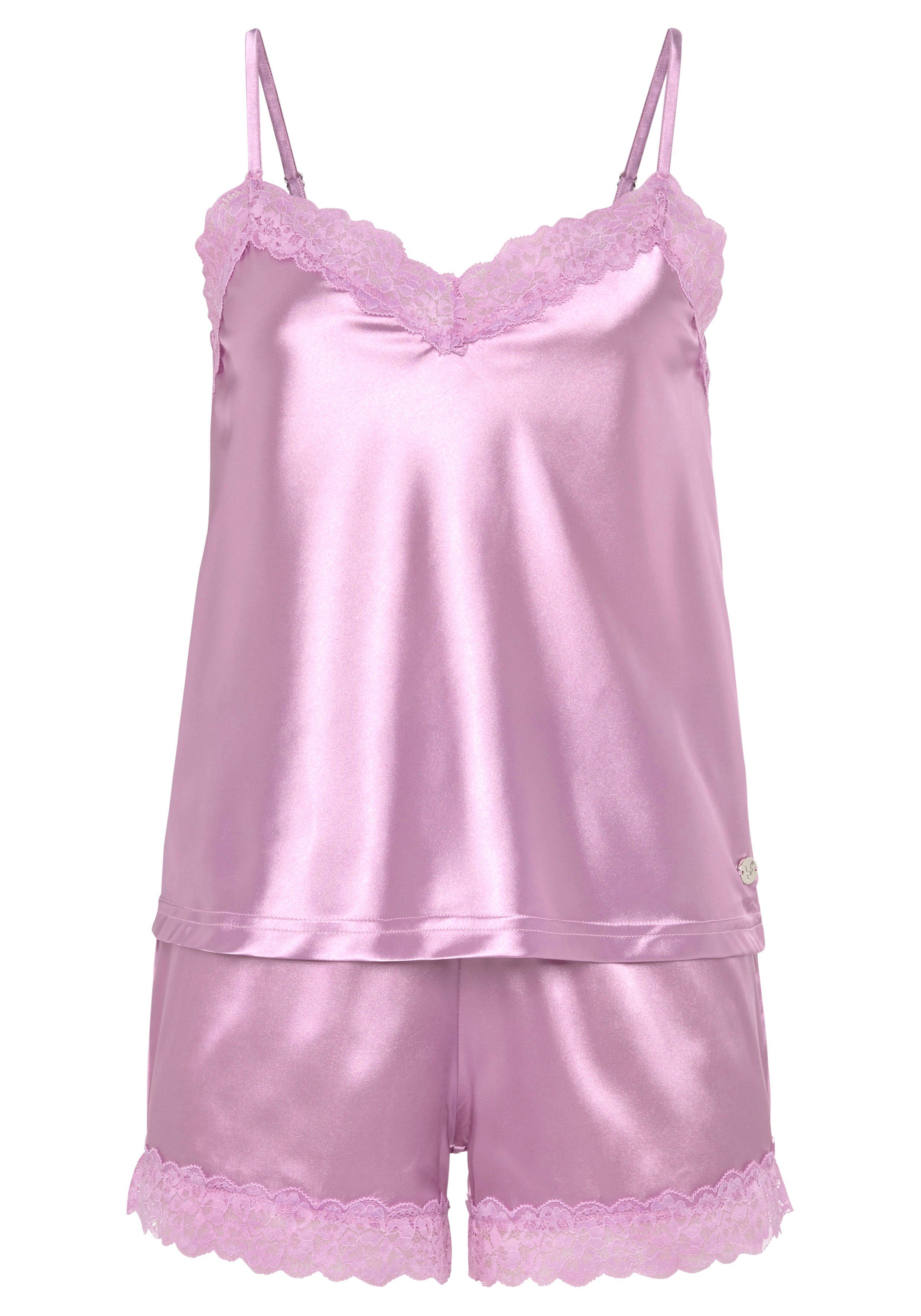 Vivance Dreams Shortama met kanten inzetten (2-delig)
