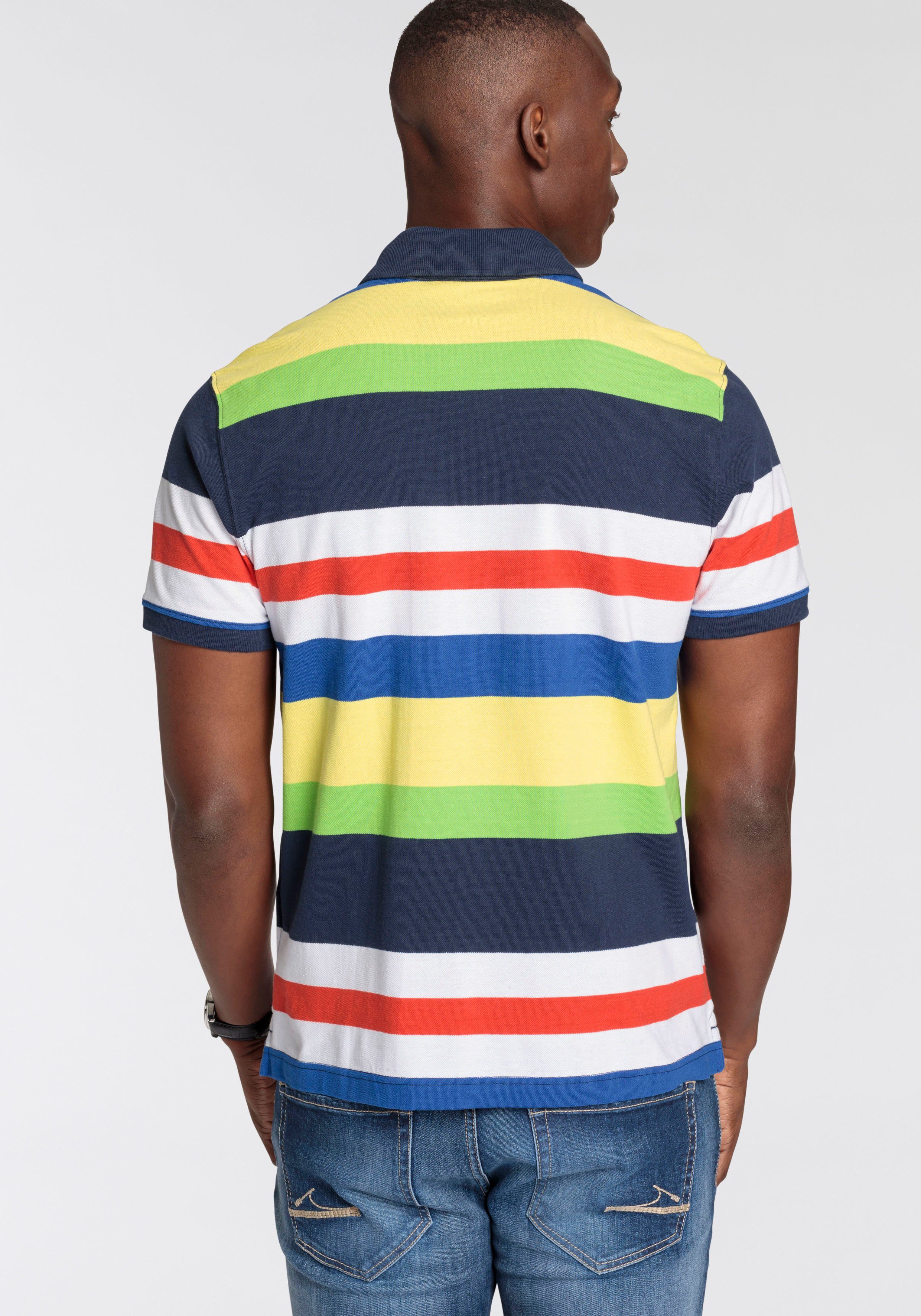 DELMAO Poloshirt met borduursel en multicolor strepen