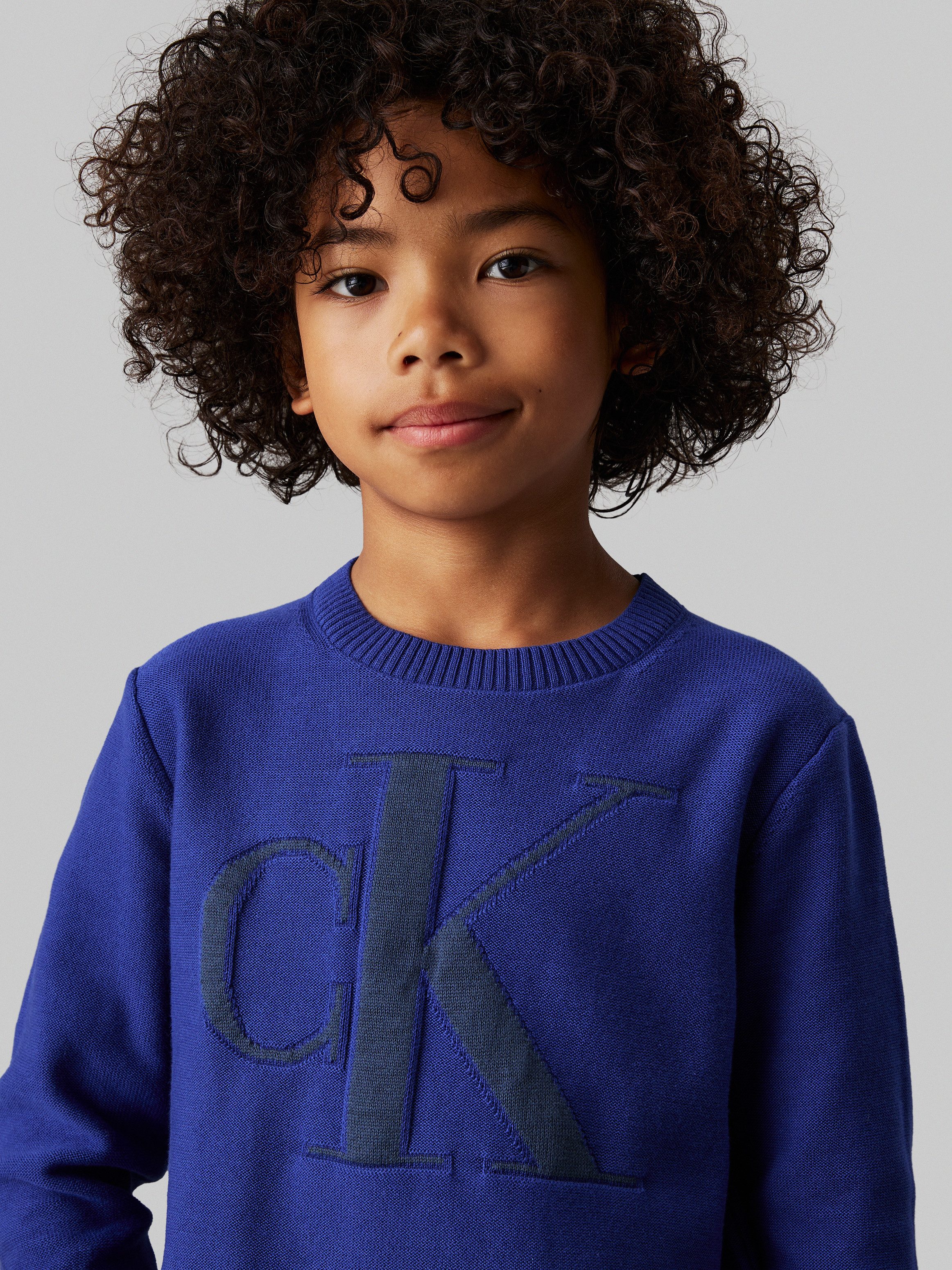 Calvin Klein Trui met ronde hals Monogram Reg. Sweater voor kinderen tot 16 jaar en met logostiksel