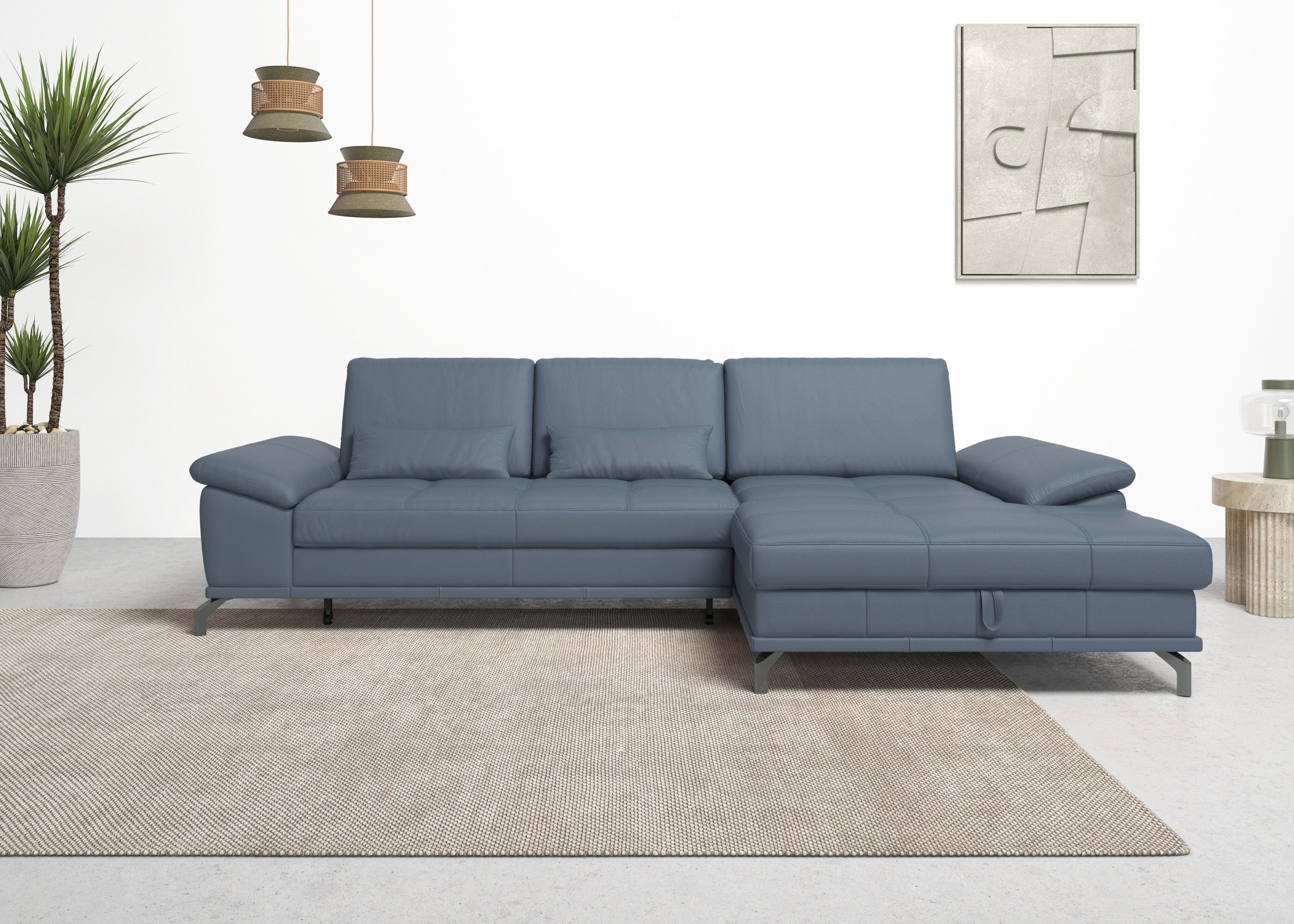 Places of Style Hoekbank Costello L-vorm, met zitdiepteverstelling, armleuningverstelling en
