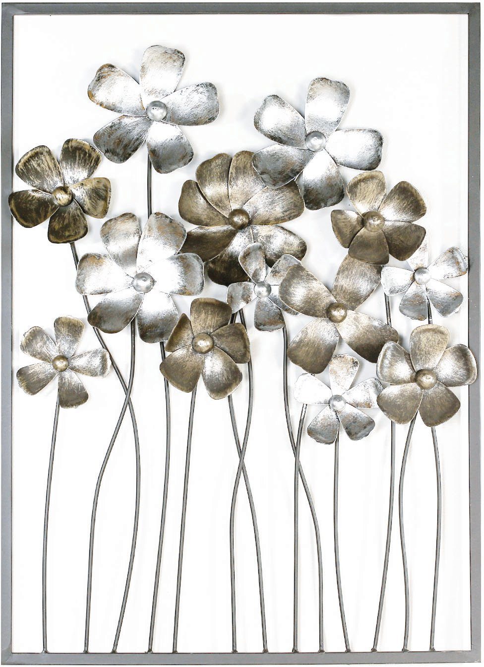 GILDE Sierobject voor aan de wand Wandreliëf Fleurs, bruin/champagnekleur Wanddecoratie, van metaal, bloemen, decoratief in eetkamer & woonkamer (1 stuk)