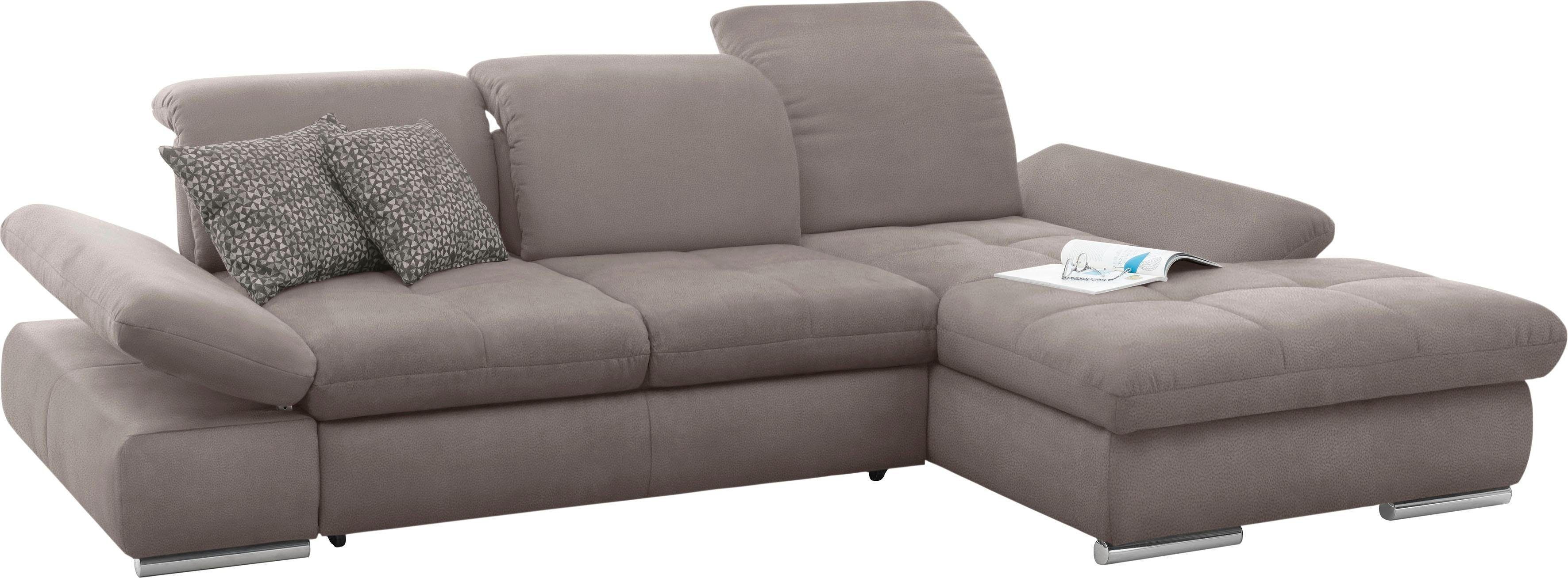 set one by Musterring Hoekbank SO4100 V met verstelbare hoofdeinden, optioneel met functies, cord bekleding