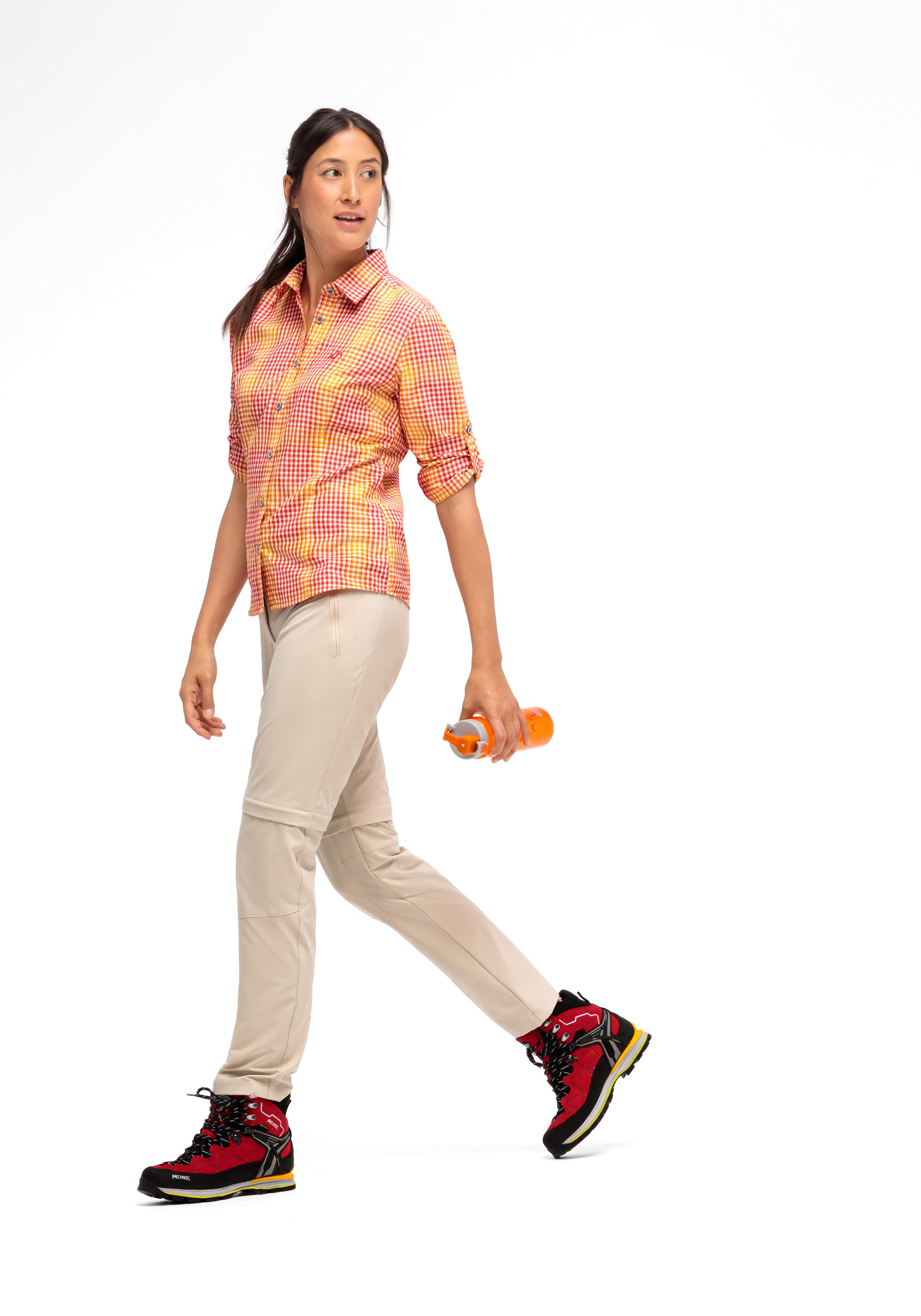 Maier Sports Functionele blouse NANNI Dames blouse lange mouwen geruite blouse voor buiten en vrije tijd