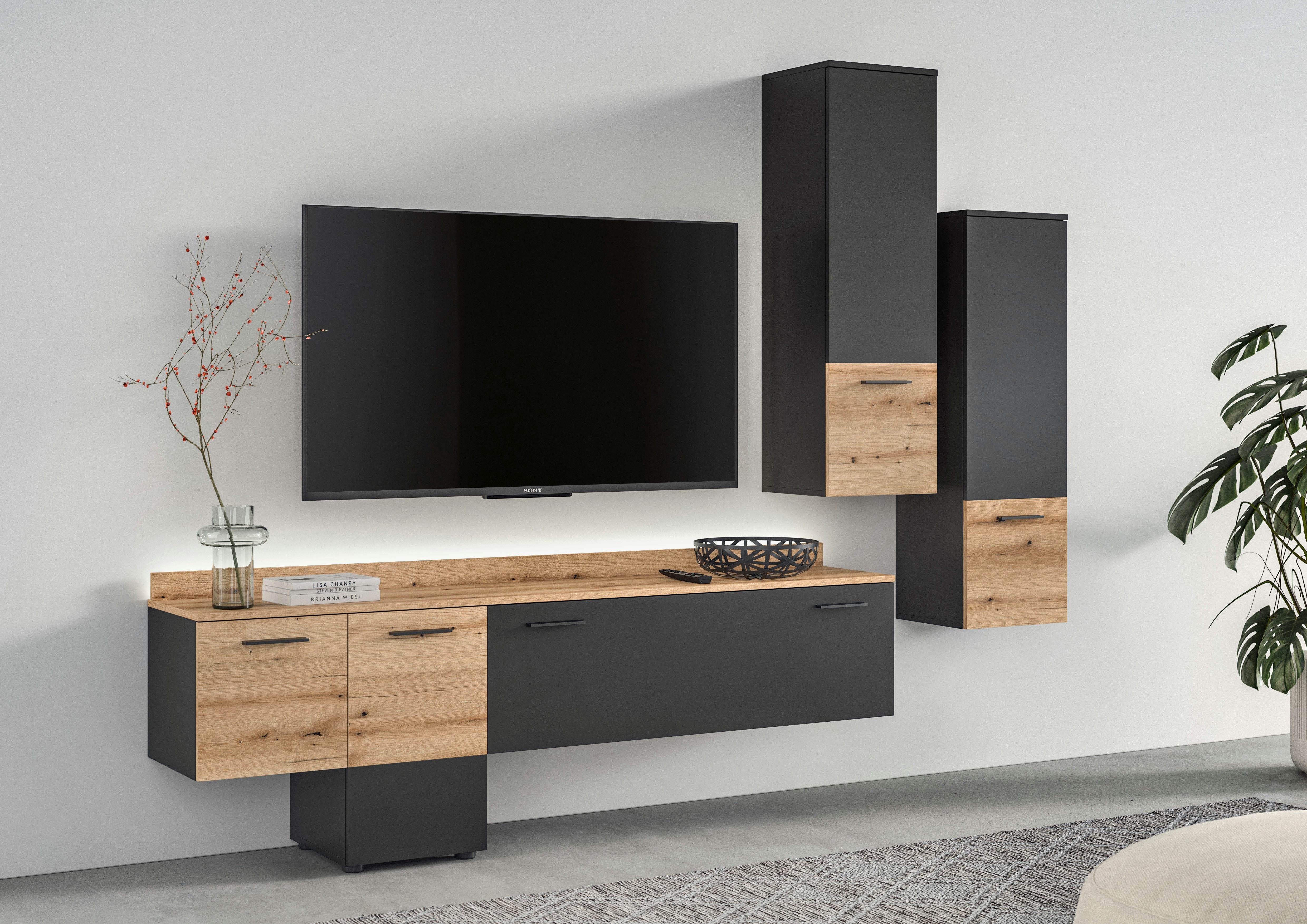 INOSIGN Wandmeubel Laport, Breedte 247 cm, incl. 1 Lowboard met indirecte verlichting & (3-delig) tv-wandmeubels
