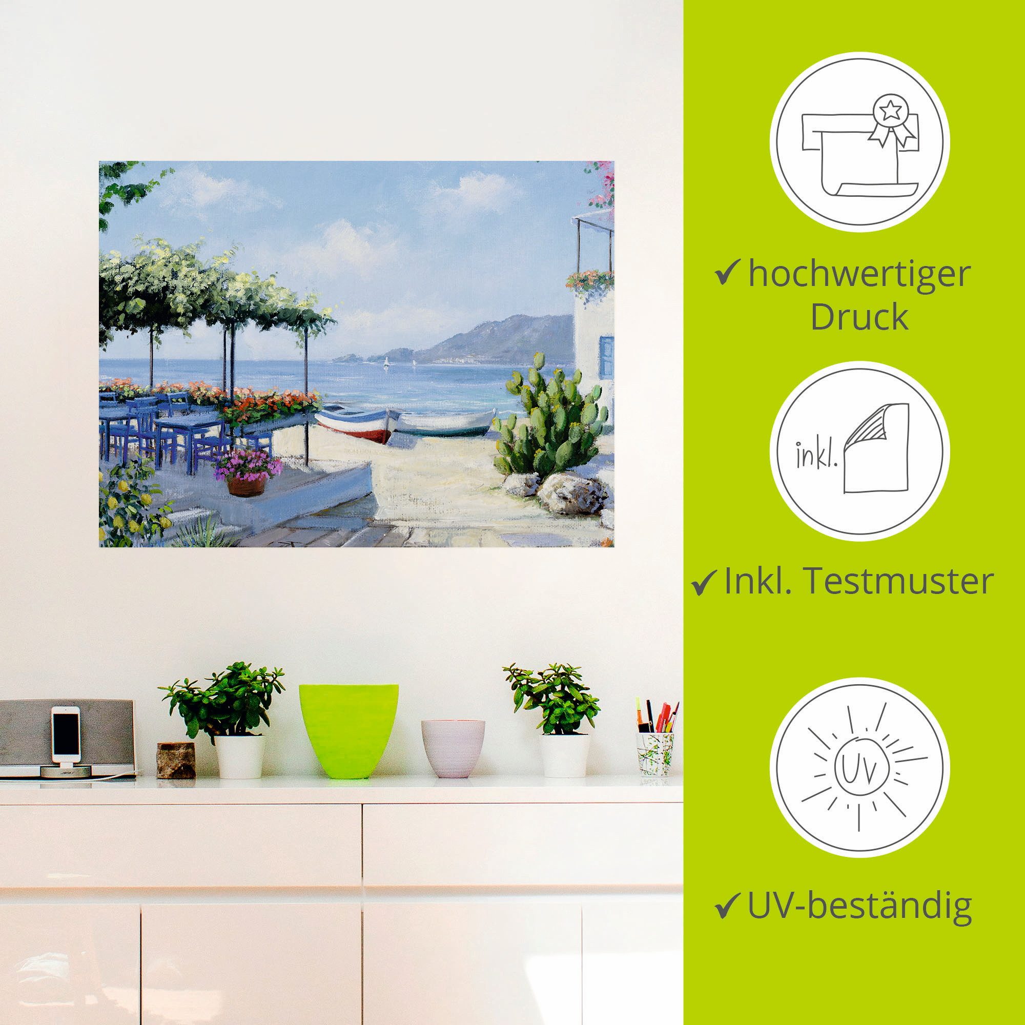 Artland Artprint Mooi uitzicht op zee als artprint op linnen, muursticker in verschillende maten