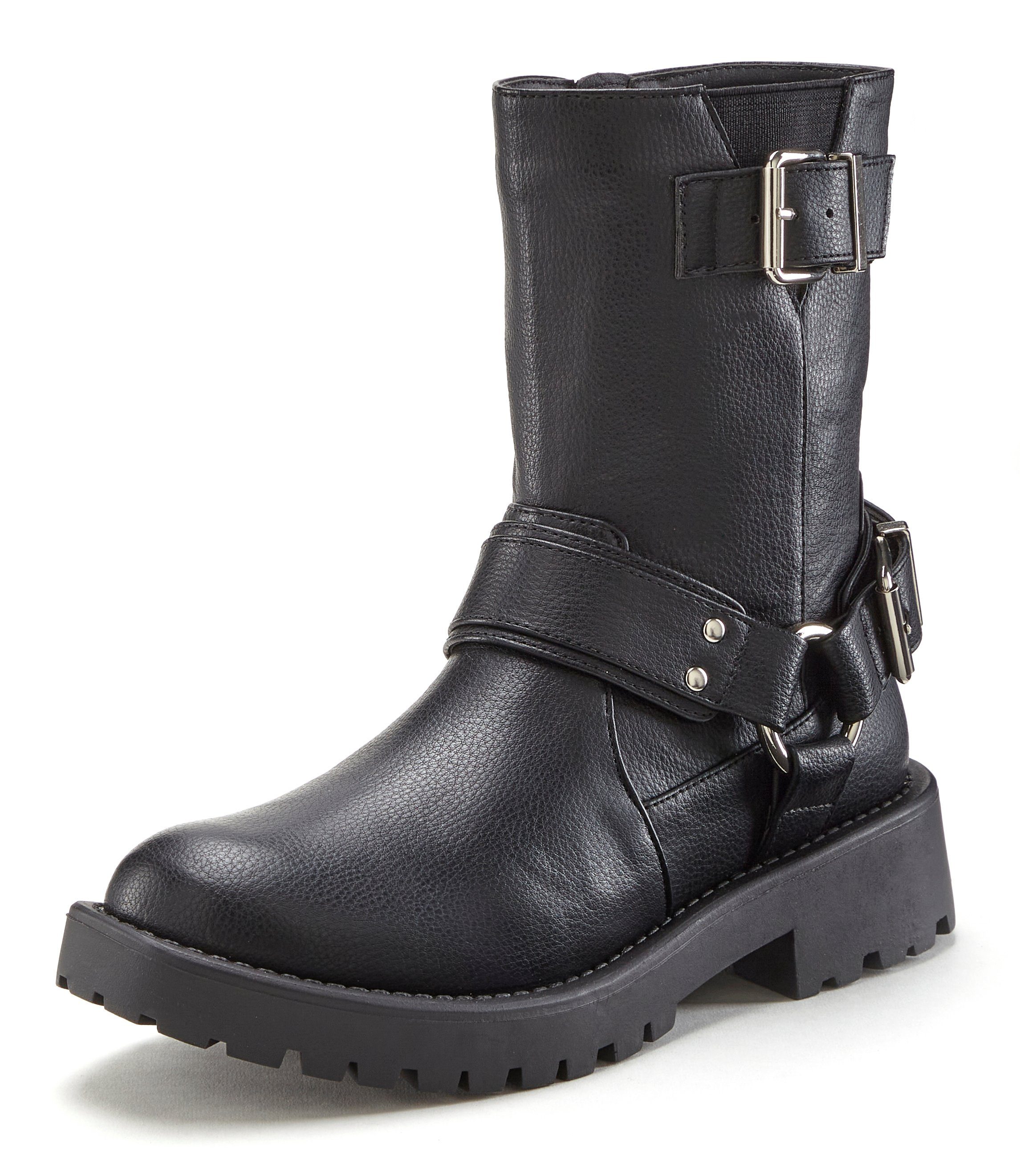 Lascana Bikerboots met trendy siergespen, laarzen, enkellaars