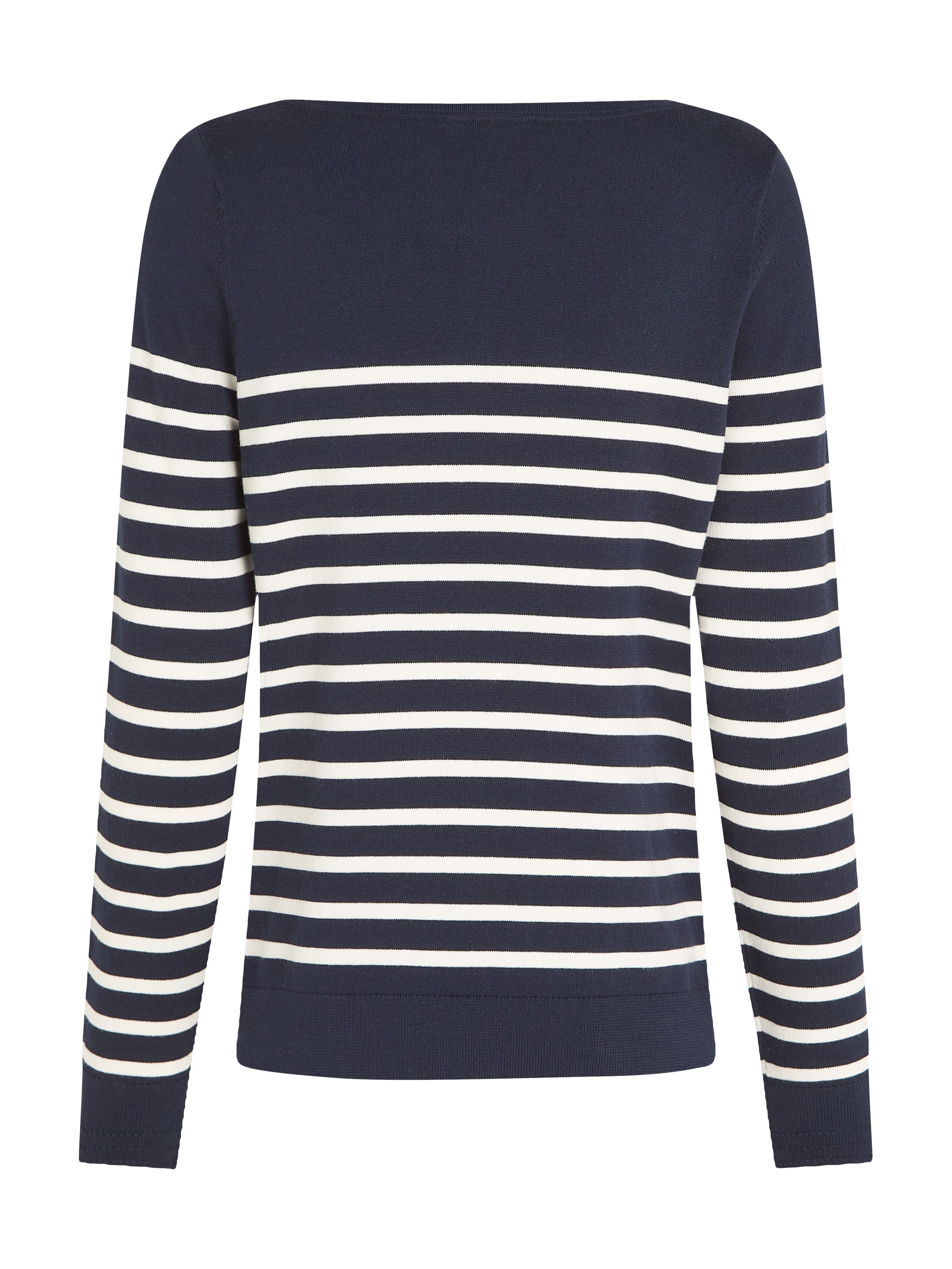 Tommy Hilfiger Gebreide trui CO JERSEY STITCH BOAT-NK SWEATER met -merklabel op de mouw