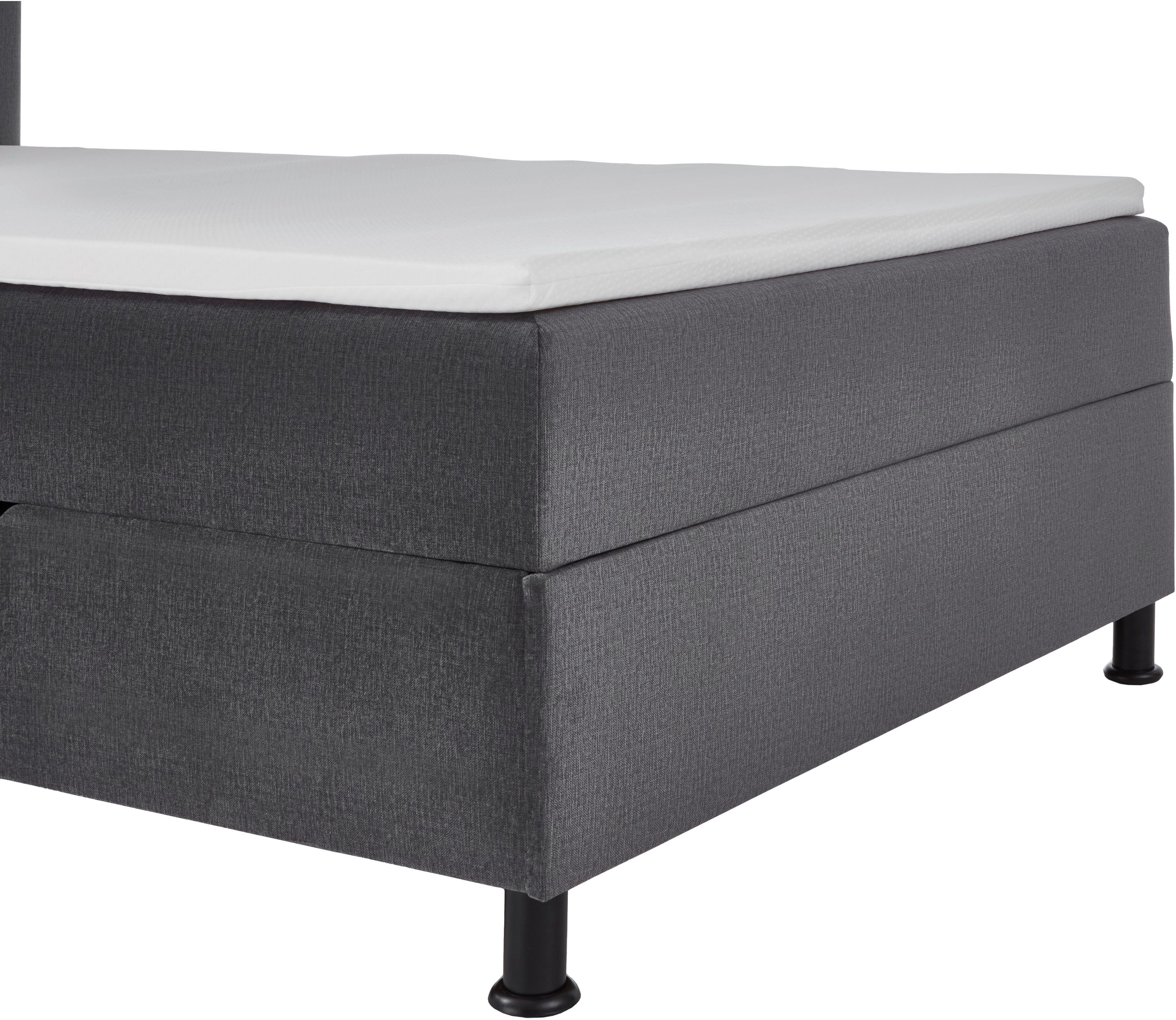 INOSIGN Boxspring Escalon LED met opbergruimte, inclusief topper, LED-lichtstrip in het hoofdeinde