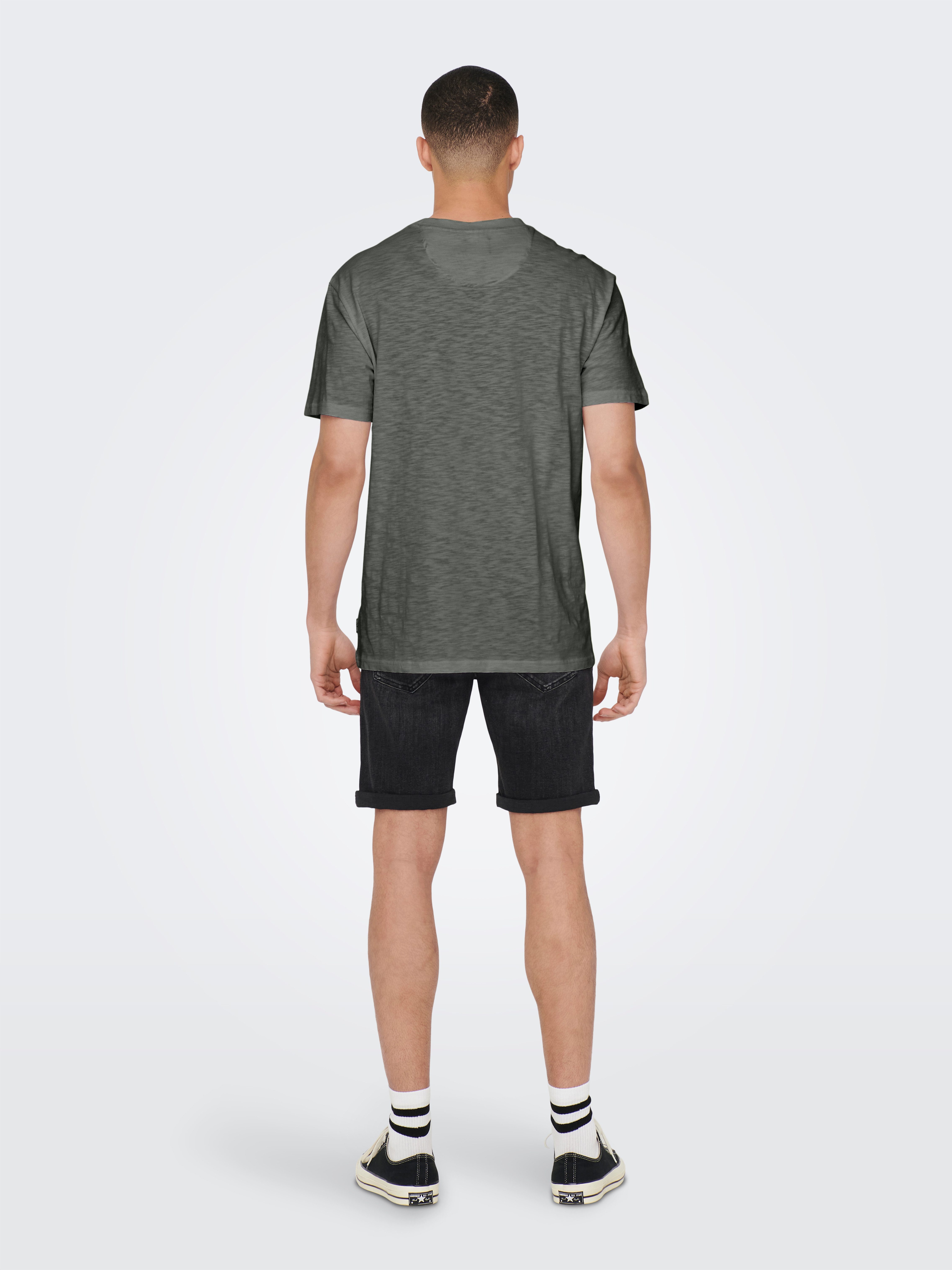 ONLY & SONS Shirt met ronde hals ONSPERRY LIFE REG LEAF POCKETTEE