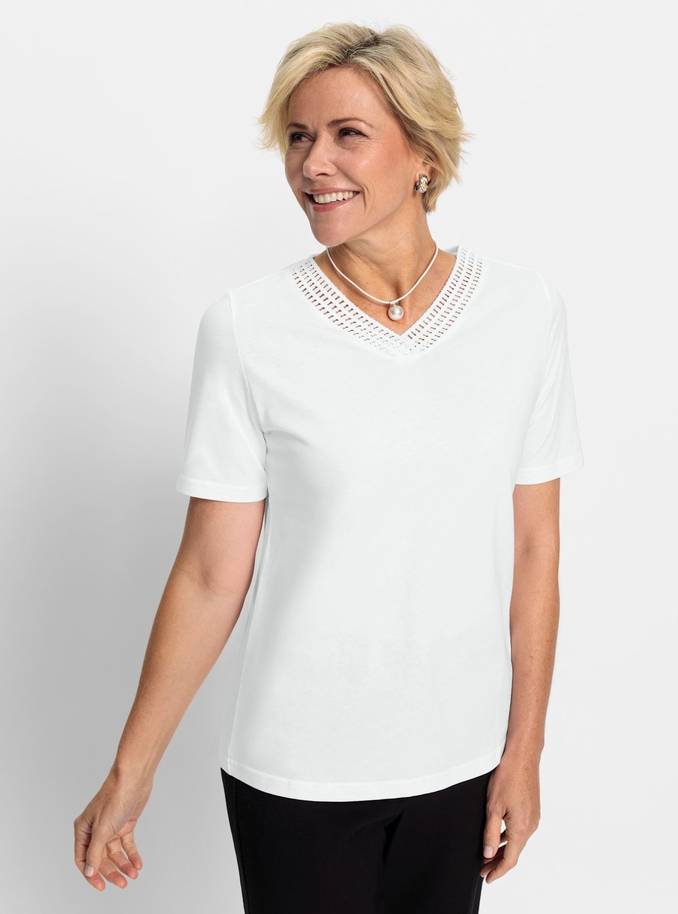 Classic Shirt met V-hals Shirt (1-delig)
