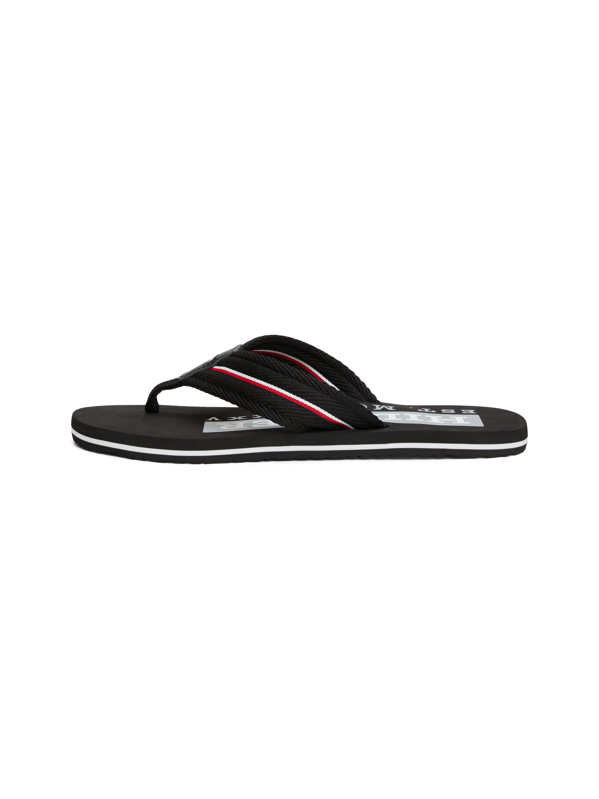 Tommy Hilfiger Teenslippers CORPORATE HILFIGER BEACH SANDAL , dianette, zomerschoen, flats, comfort-schoen met strepen