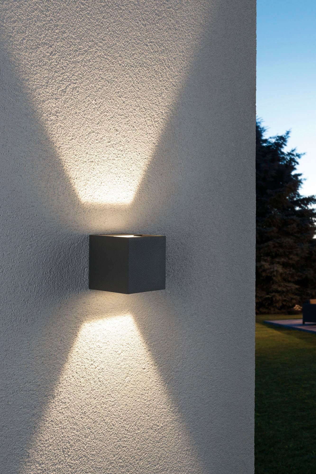 Paulmann Led-wandlamp voor buiten Buiten 230V Cybo LED 2x3,5W 230V IP65 vierkant 80x80mm Grijs Aluminium (1 stuk)