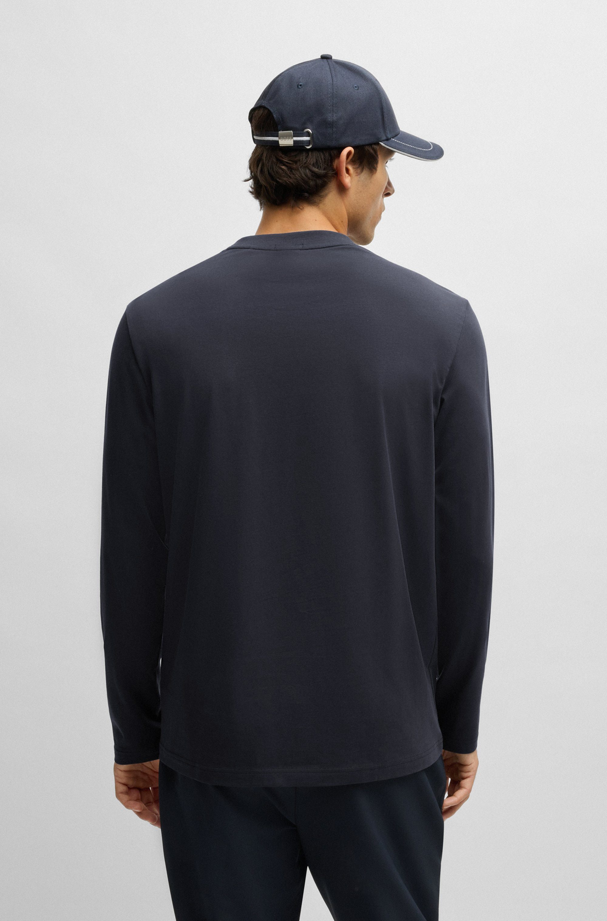 BOSS GREEN Shirt met lange mouwen Tee Long met een ronde hals