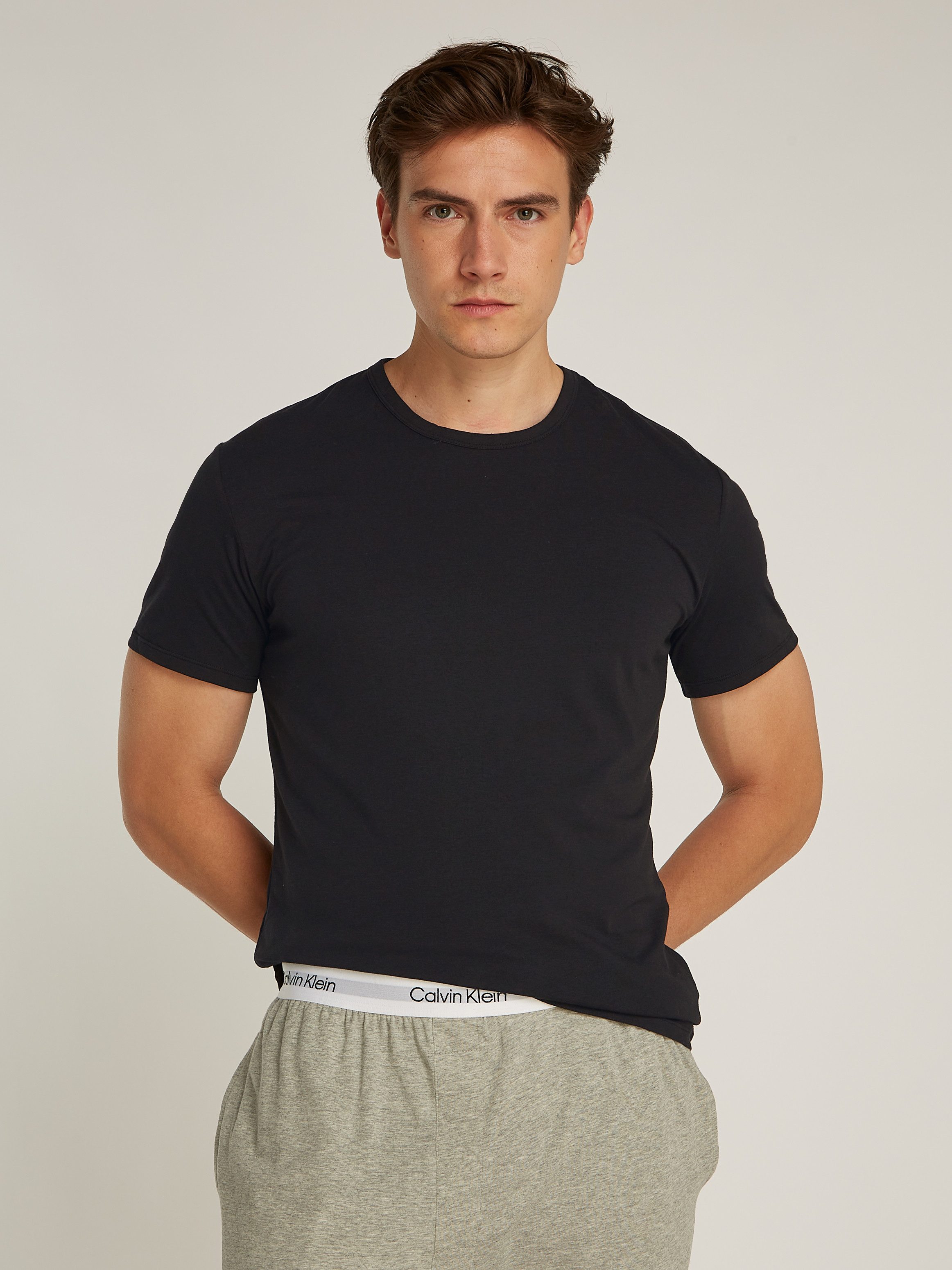 Calvin Klein T-shirt S/S CREW NECK 3PK met logo aan de zoom (3-delig, Set van 3)