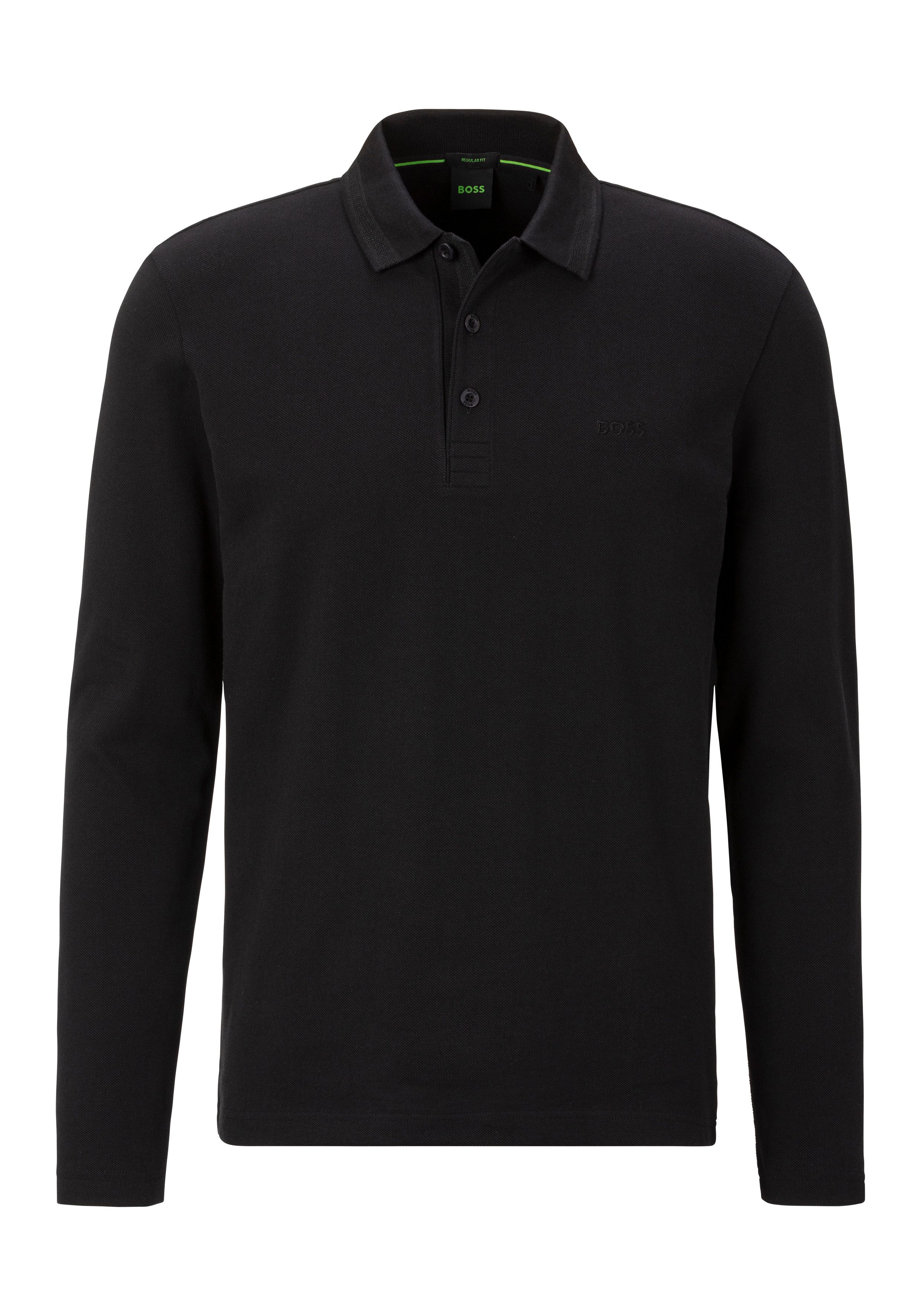 BOSS GREEN Poloshirt met lange mouwen Plisy met strepen op de kraag