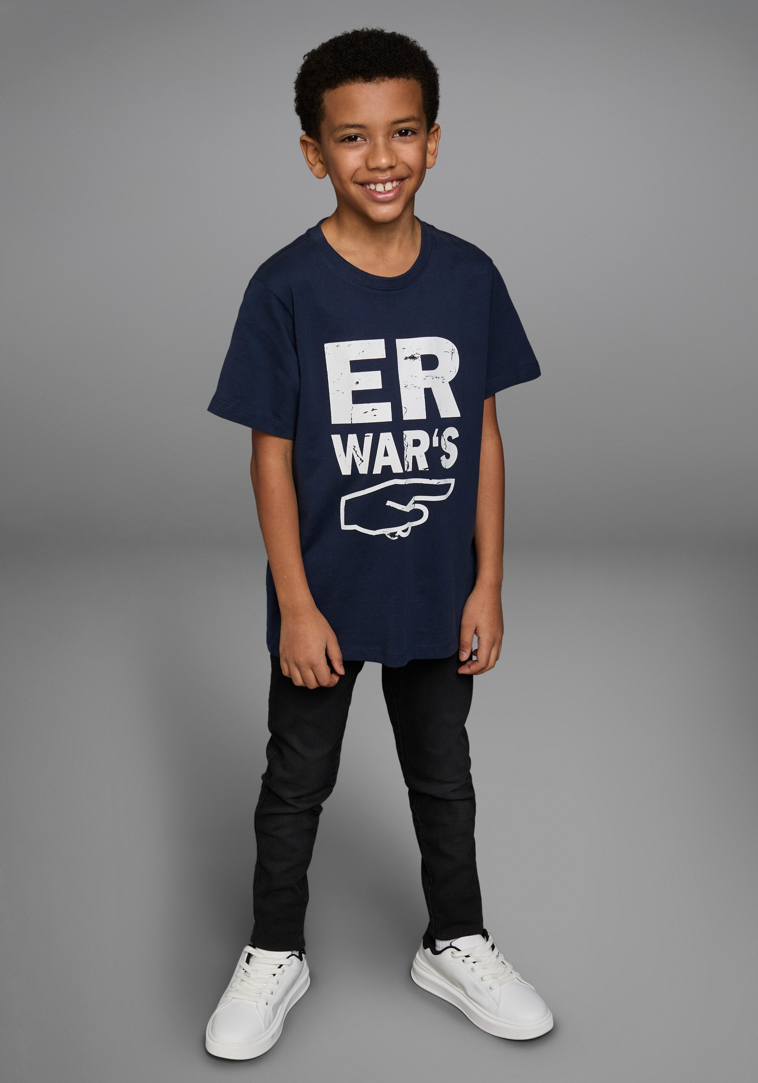 KIDSWORLD T-shirt ER WAR`S Korte mouwen, met ronde hals, met print, van katoen