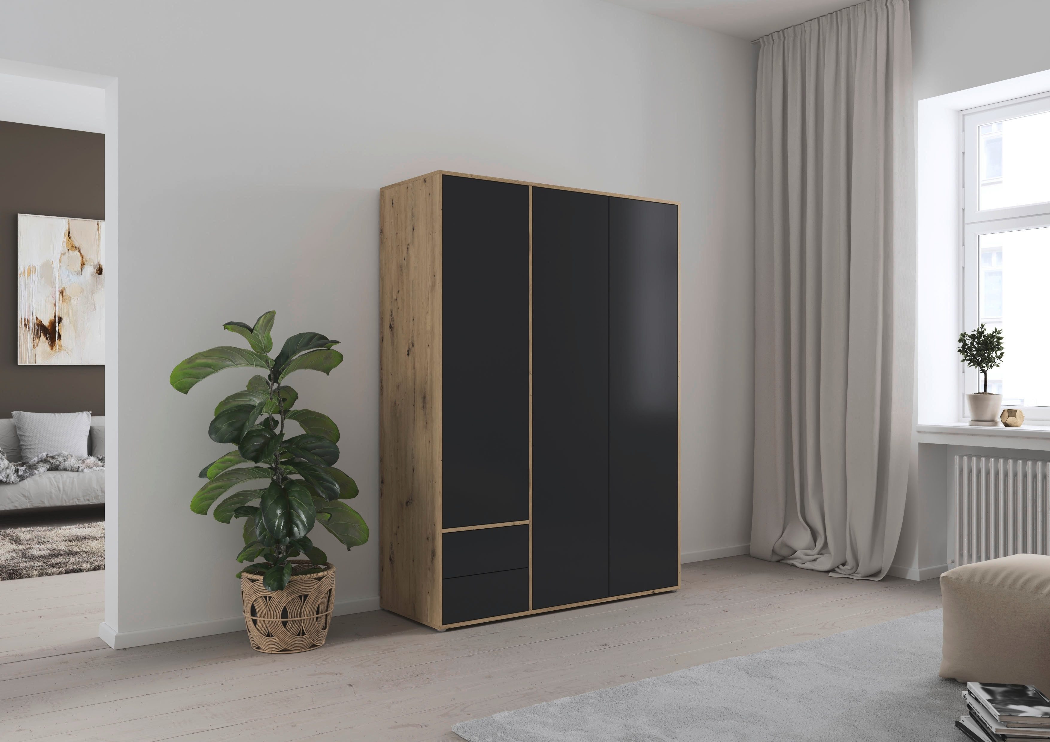 rauch Draaideurkast Kledingkast Kast Garderobe Wasmand NABILA veel Opbergruimte met 2 lades en push-to-open functie topseller made in germany