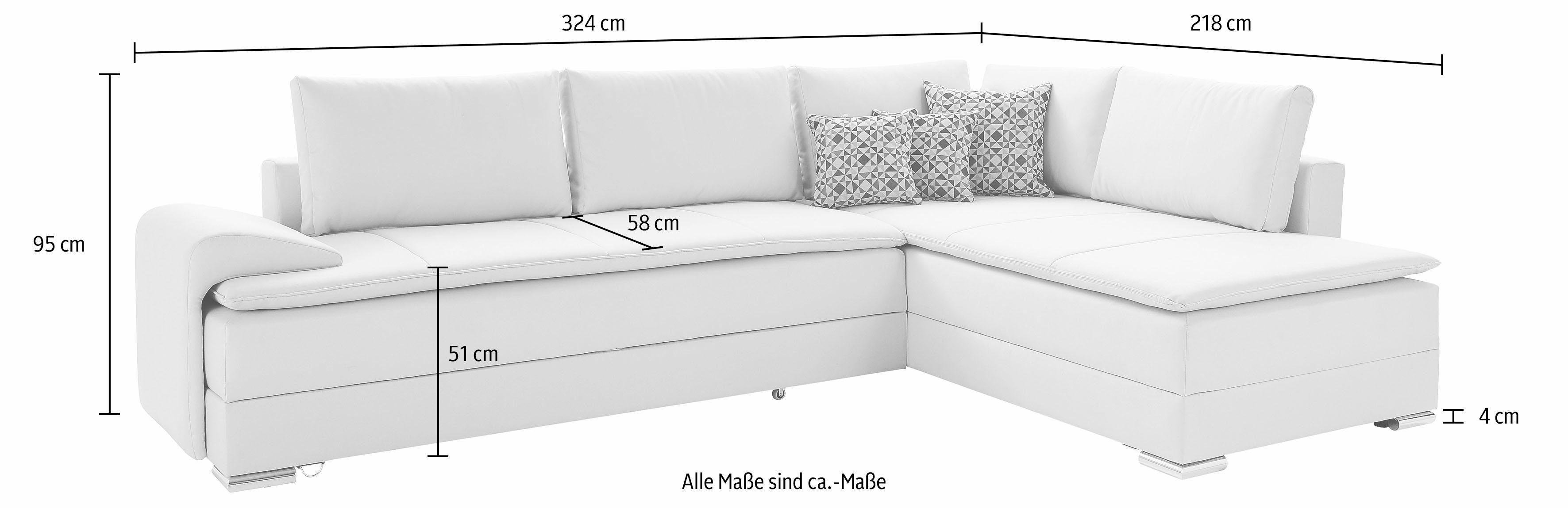 INOSIGN Hoekbank Night & Day L-vorm met permanente slaapfunctie met armleuning met boxspring-bedfunctie 180x200 cm en opberglade, doorlopend slaper!