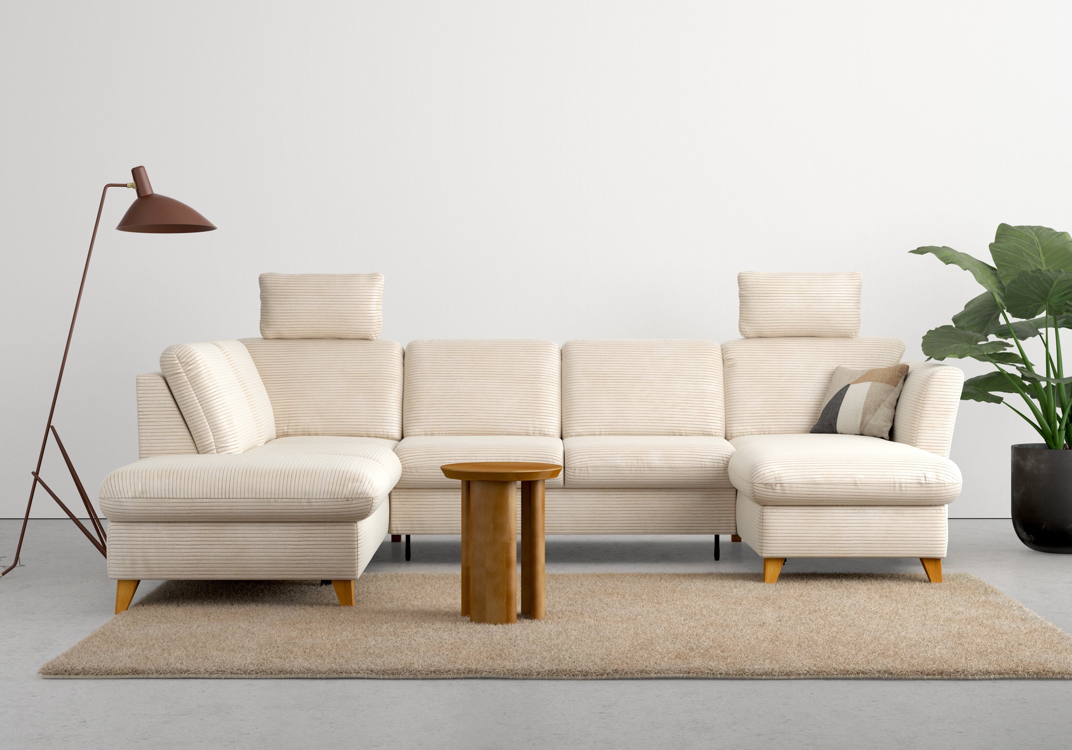 Home affaire Zithoek Trelleborg U-vorm naar keuze met slaapfunctie en bedkist, inclusief binnenveringsinterieur beige, zithoeken, Met slaapfunctie,