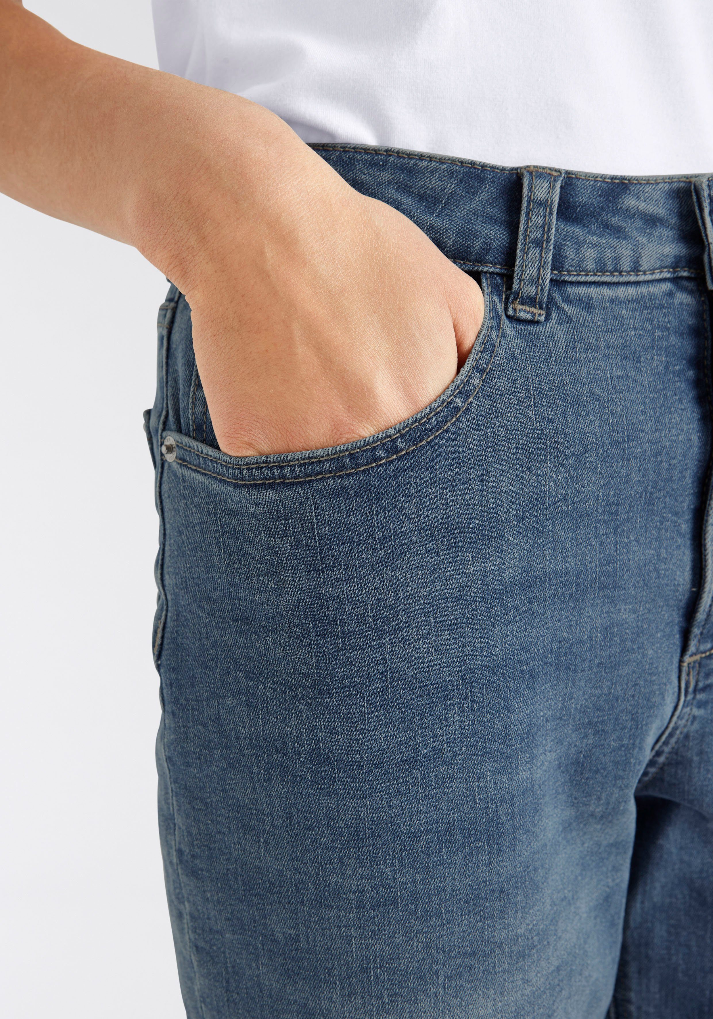 HECHTER PARIS Mom jeans hoge taille, enkel-vrij, met riemlussen