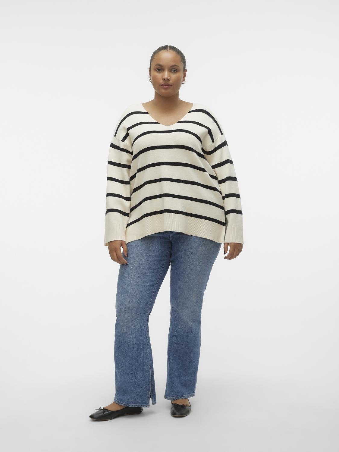 Vero Moda Curve Gebreide trui VMCSABA LS V-NECK PULLOVER GA NOOS CUR