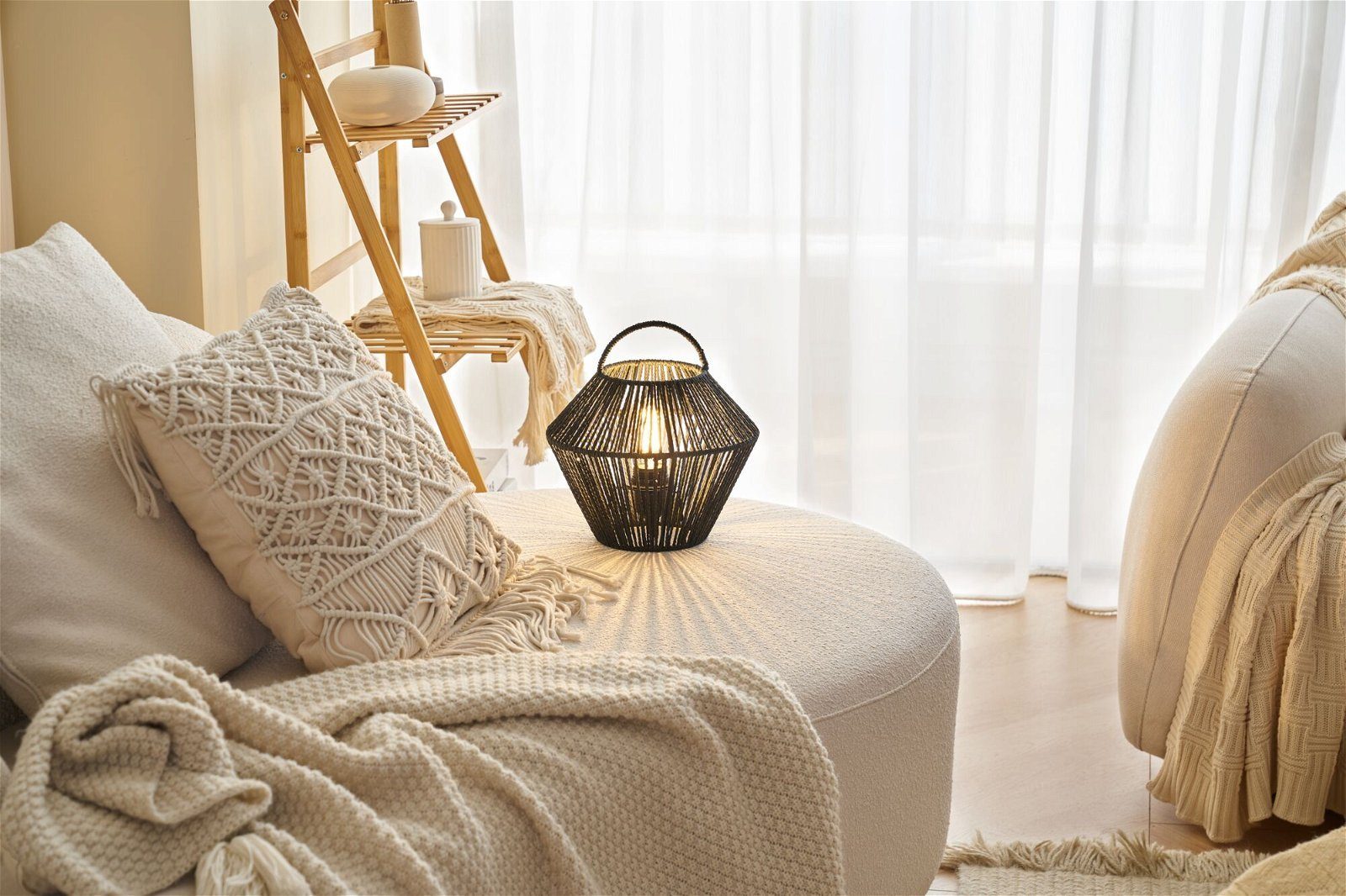 Pauleen Tafellamp Boho Shine max20W zwart 230V metaal/rattan
