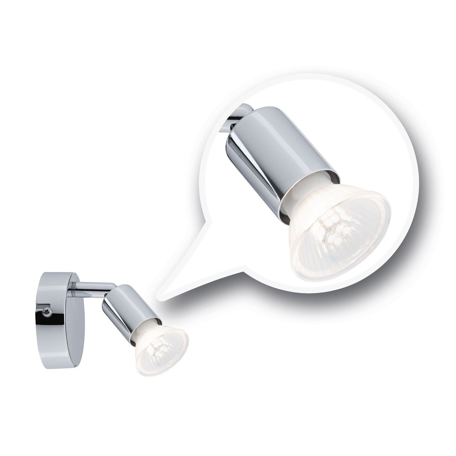 Paulmann Wandlamp Carolina Spotlight IP44 max. 1x10W chroom 230V metaal, GU 10 (1 stuk)